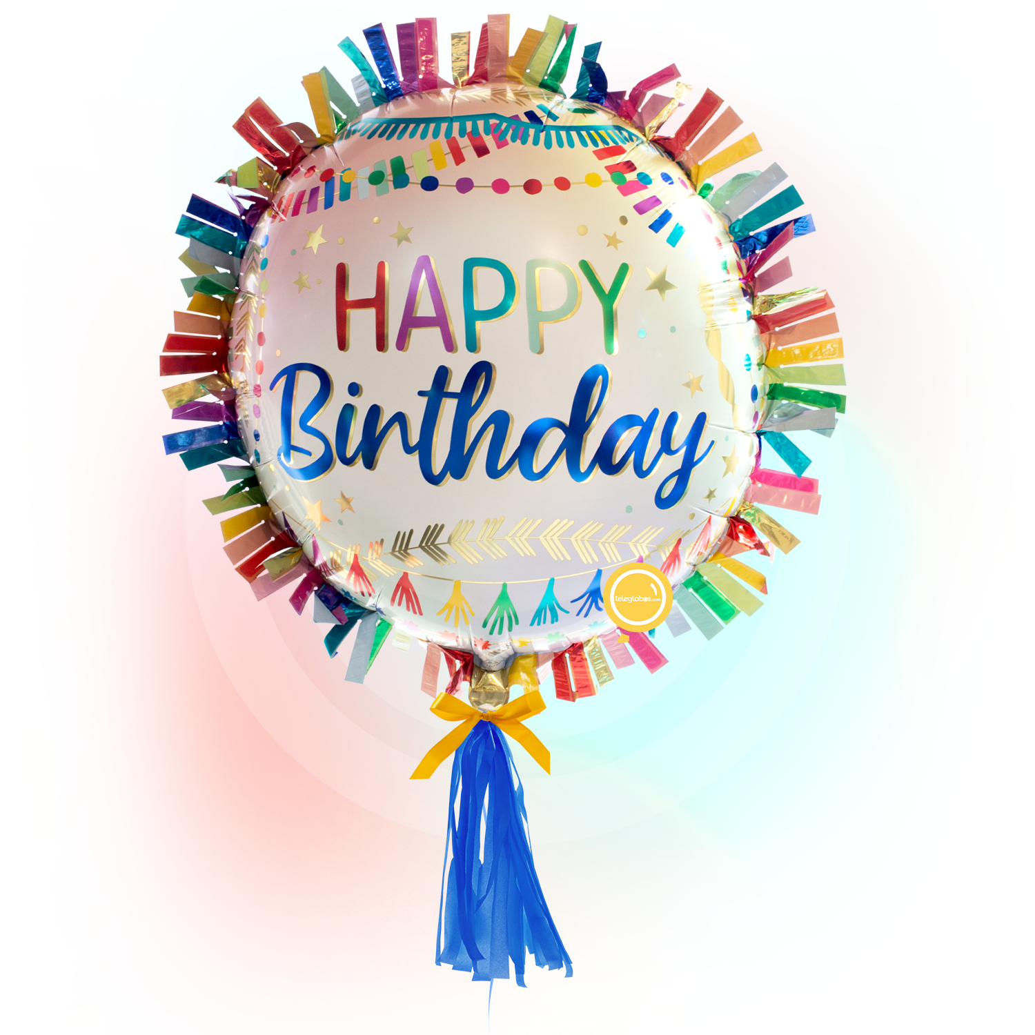 Globo Metálico SuperShape de 24" - Happy Birthday Streamers Fringe