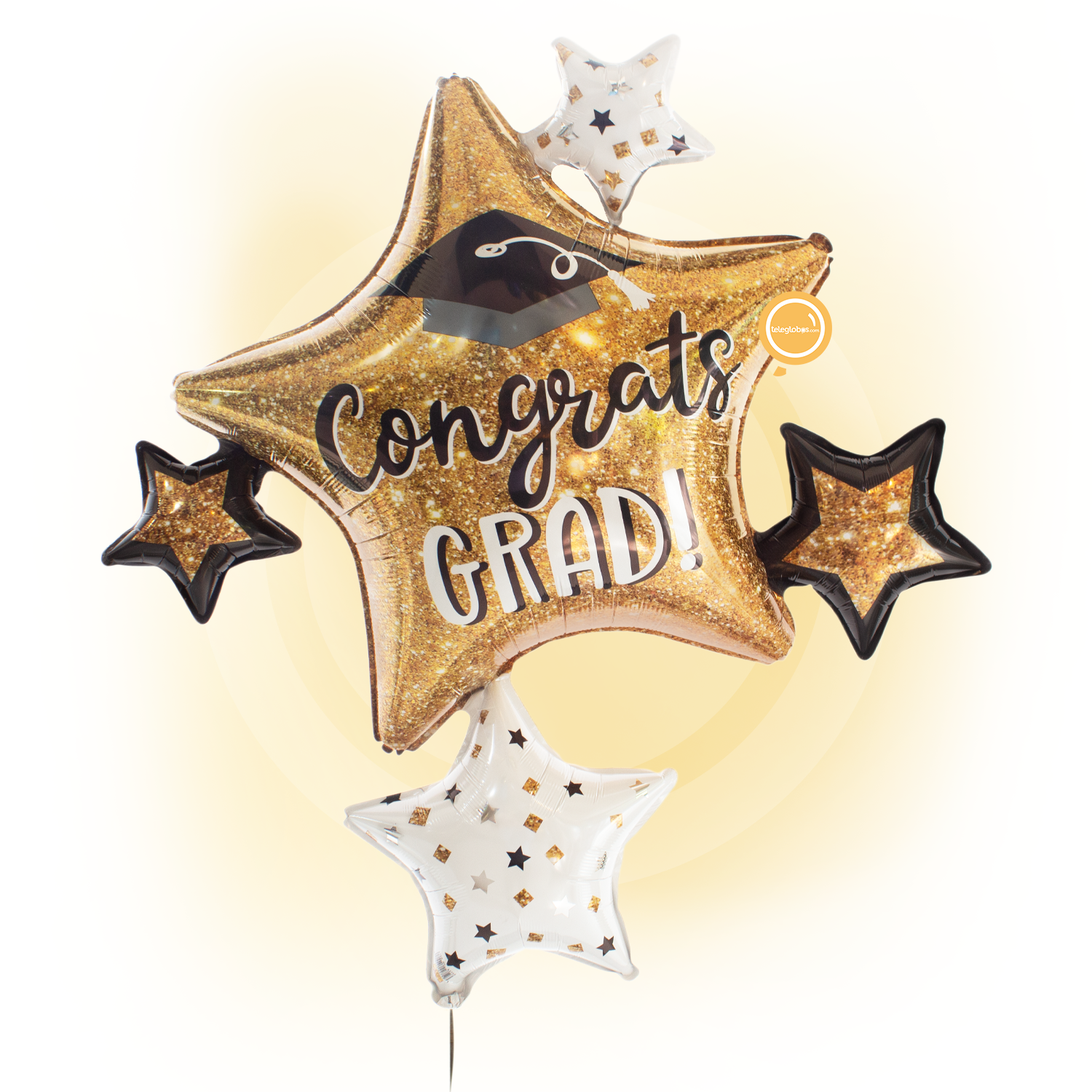 Globo Metálico Super Shape de 35" - Congrats Grad Sparkle Stars - Estrellas Doradas de Graduación