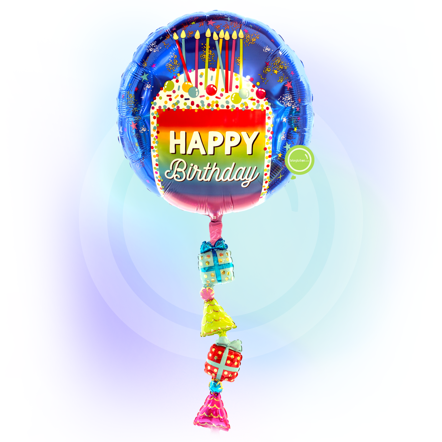balloon Metal Airwalker - Rainbow Slice Happy Birthday