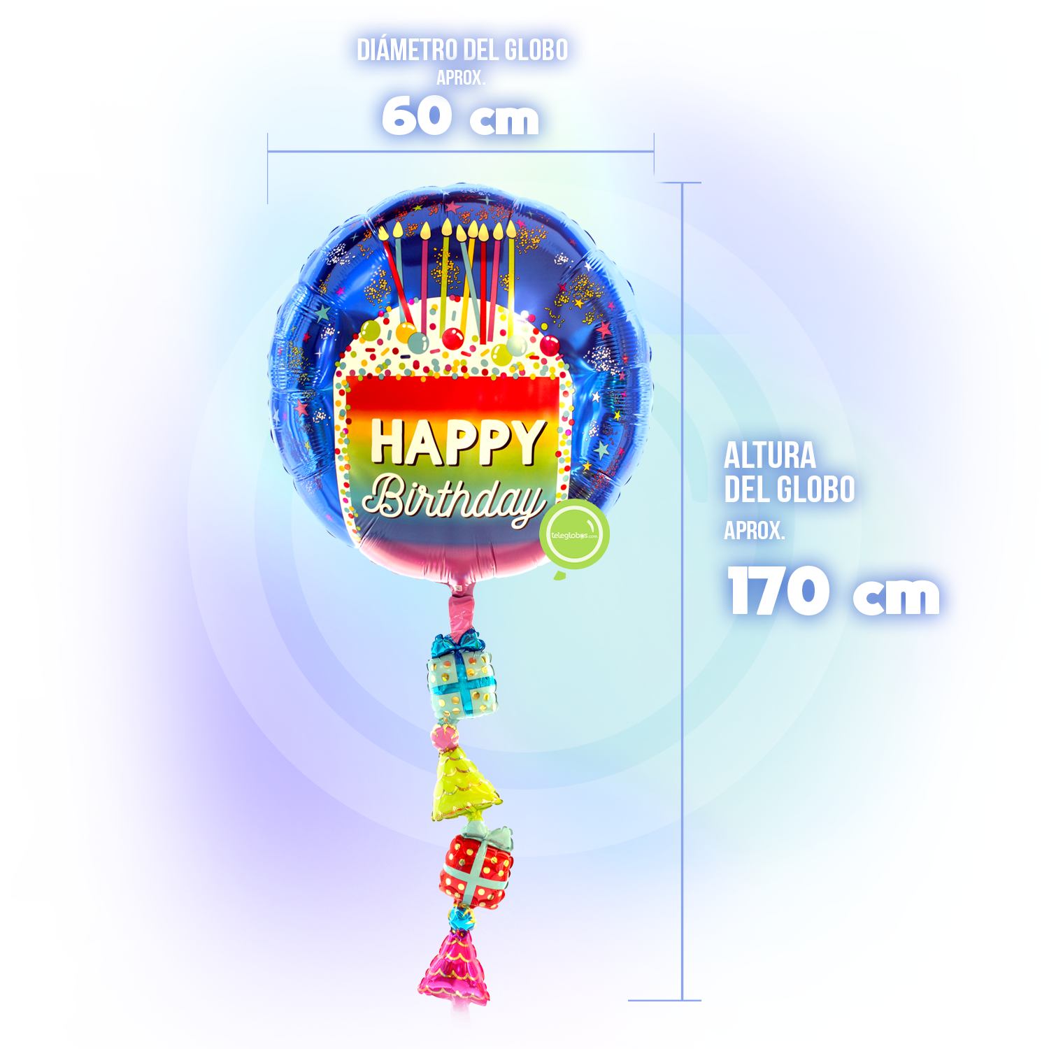 balloon Metal Airwalker - Rainbow Slice Happy Birthday