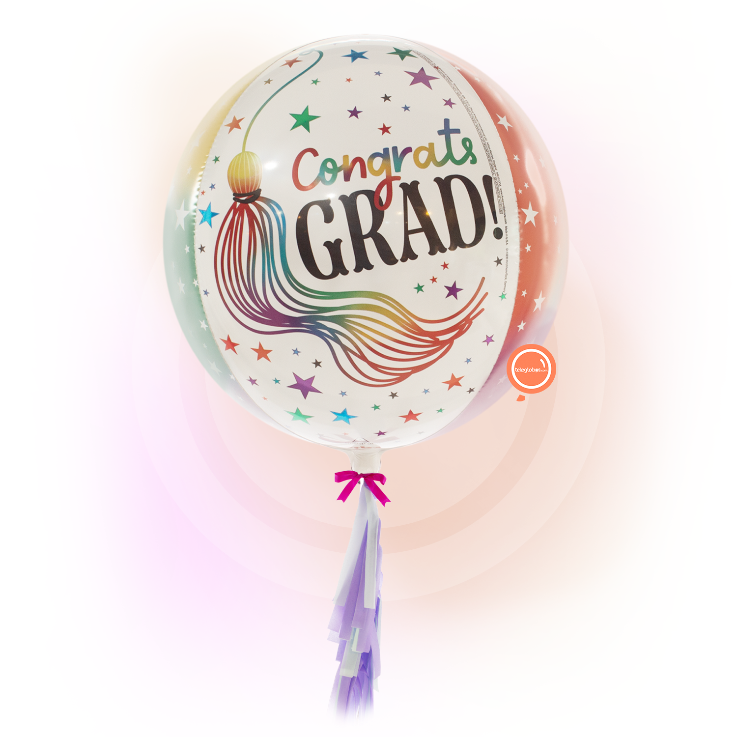 Globo ORBZ de 15" - Congrats Grad - Estrellas Multicolor
