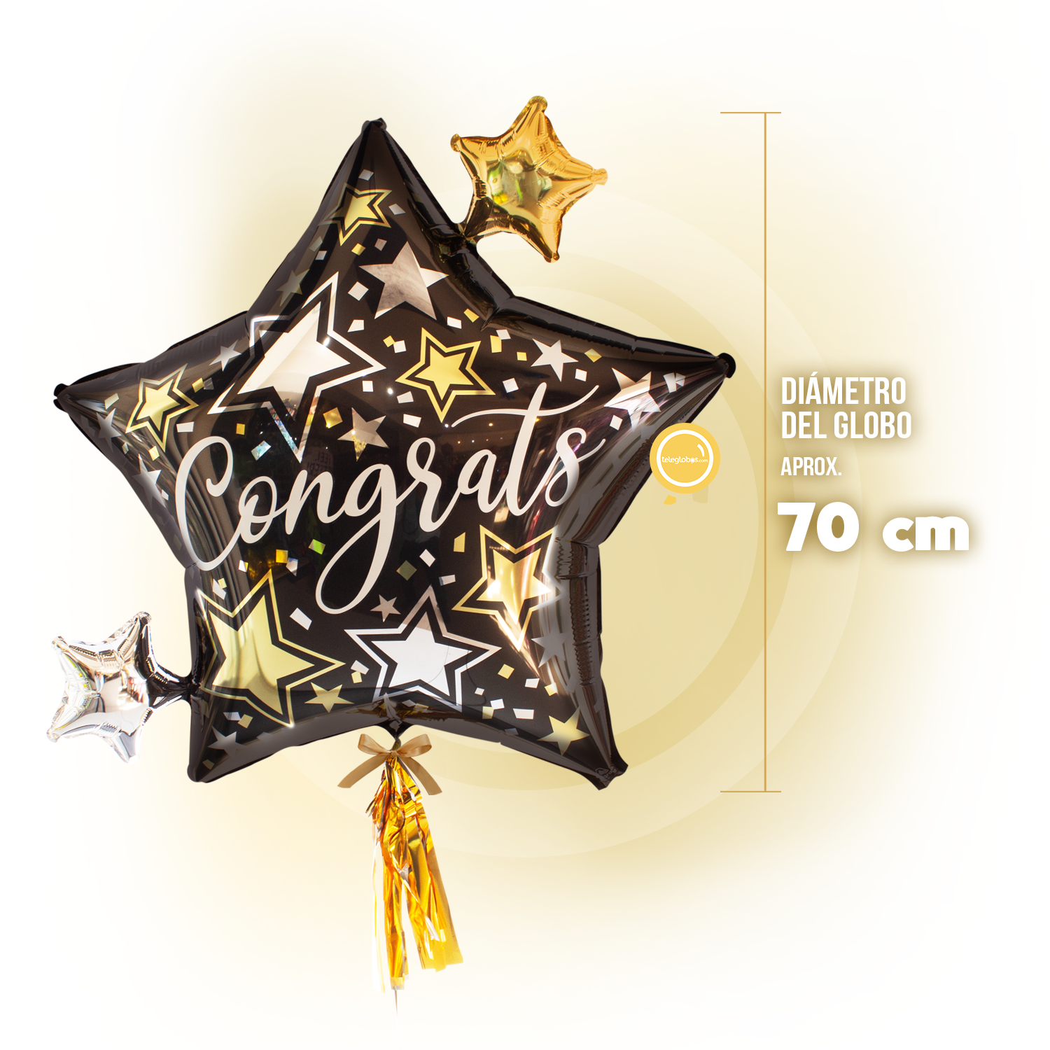 Globo Metálico Super Shape de 28" - Congrats Stars Congratulations - medida