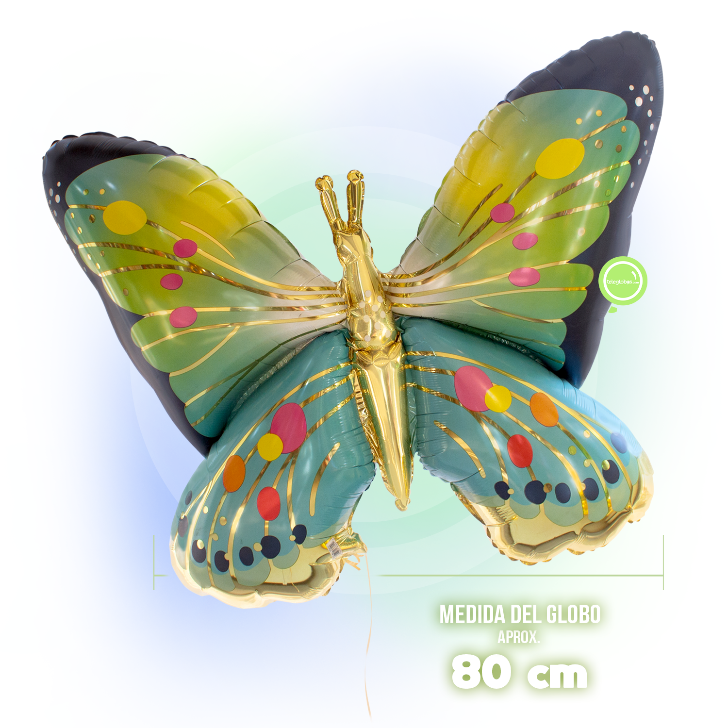 Globo Metálico Super Shape de 30" - Vibrant Blue Satin Butterfly - medida