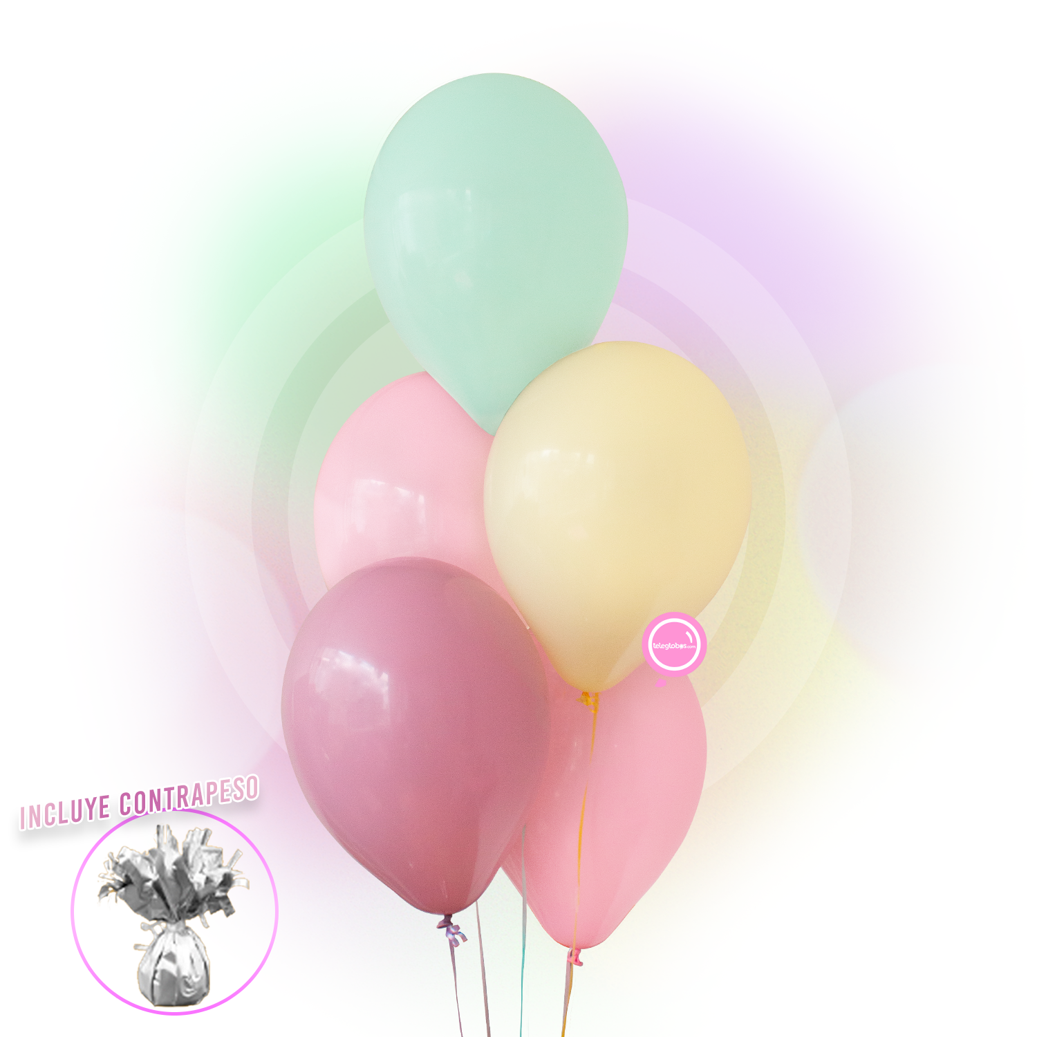 Torre de 5 Globos de Látex Extra Premium de 11" Inflados con Helio -Unicornio Mágico-