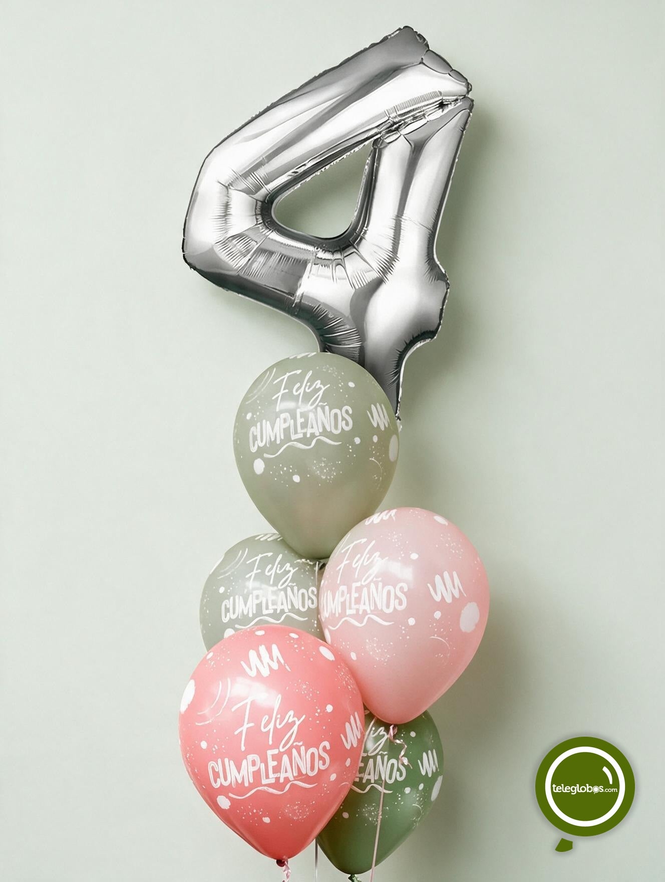 Kit Celebra Infinity Birthday con Globos de Helio digito 4
