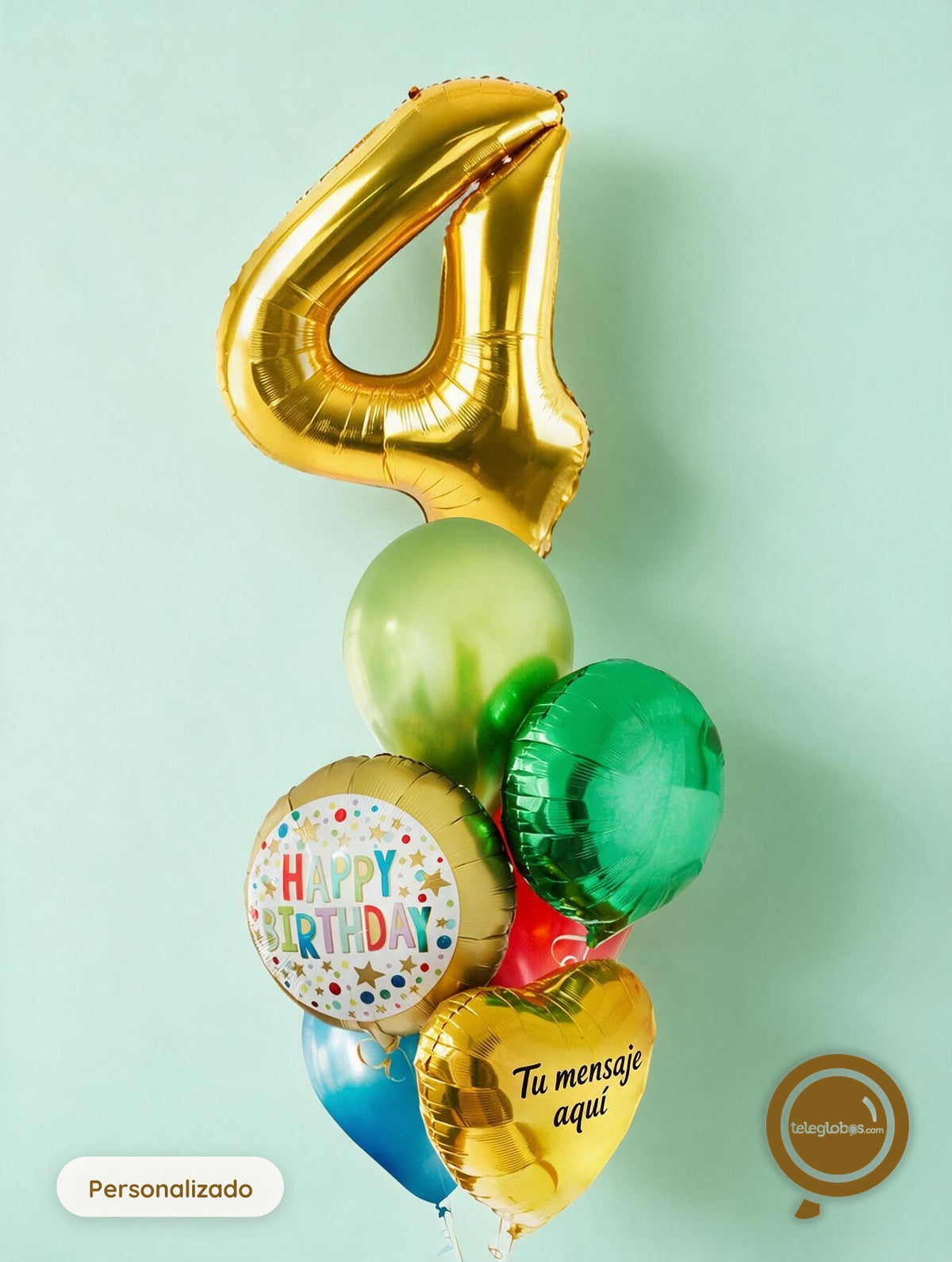 Kit Celebra -Rainbow Birthday- con Globos de Helio (Una Torre)