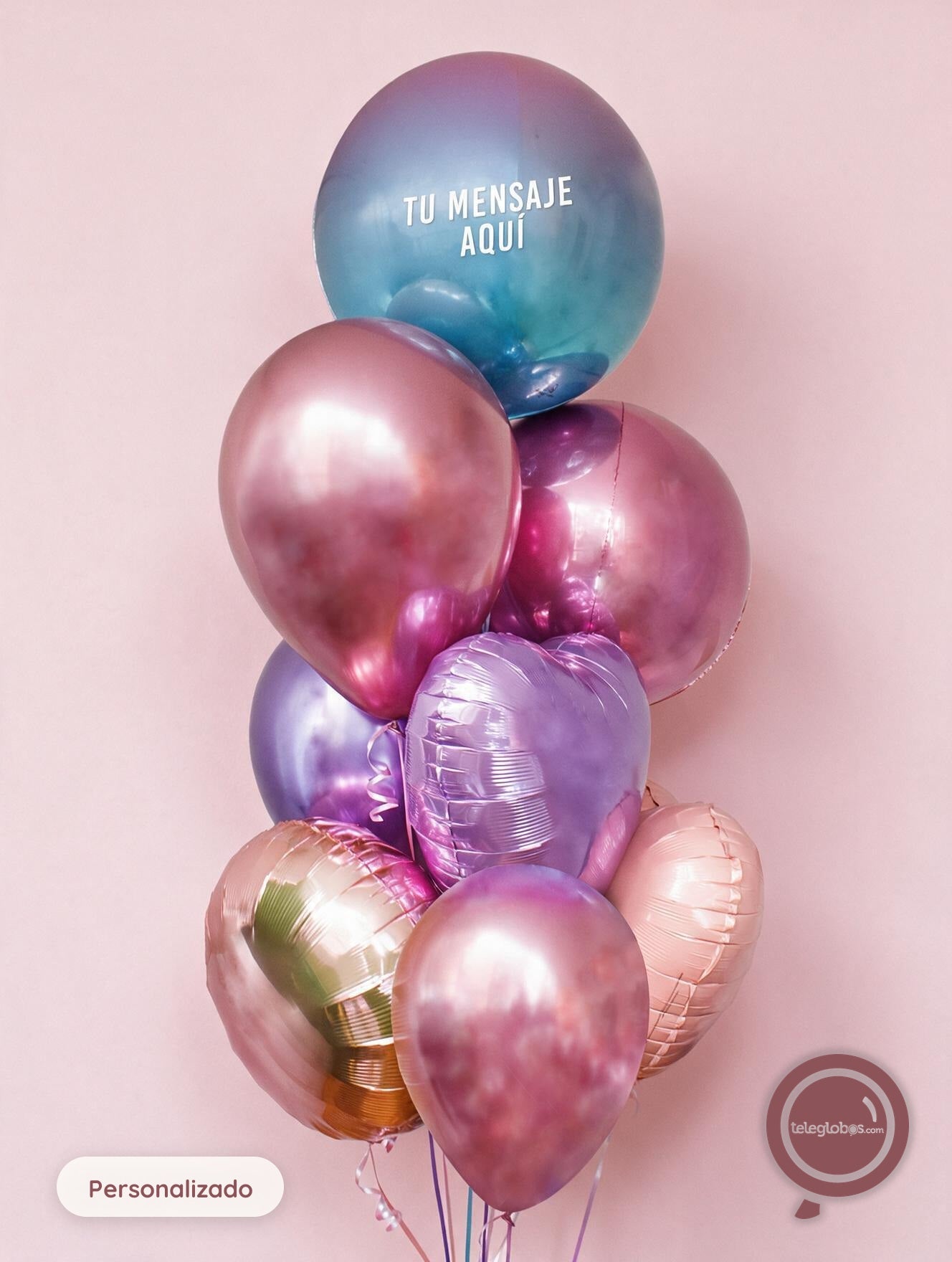 Mega Bunch de globos con helio personalizado - Pink Birthday -