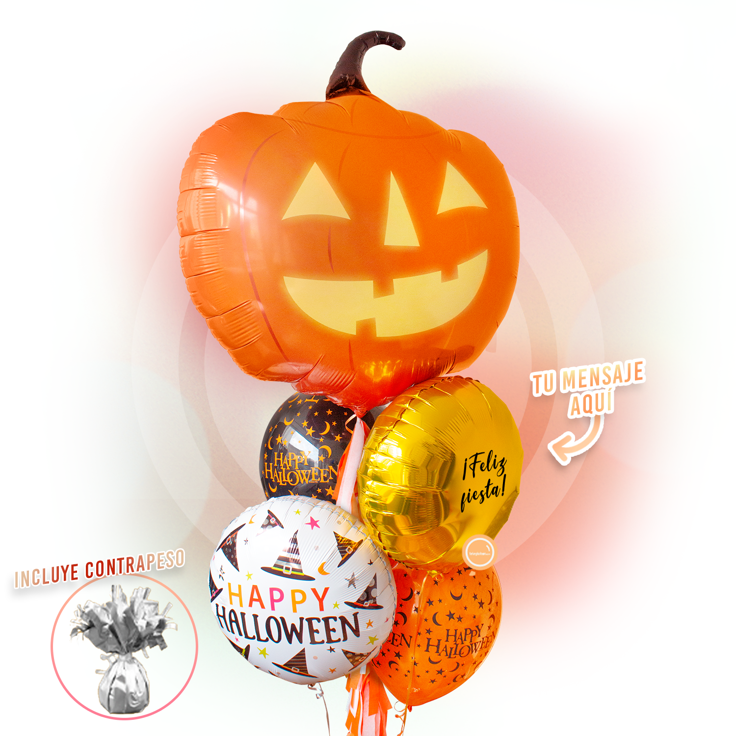 Bunch de Globos Inflados con Helio - Pumpkin Jack -