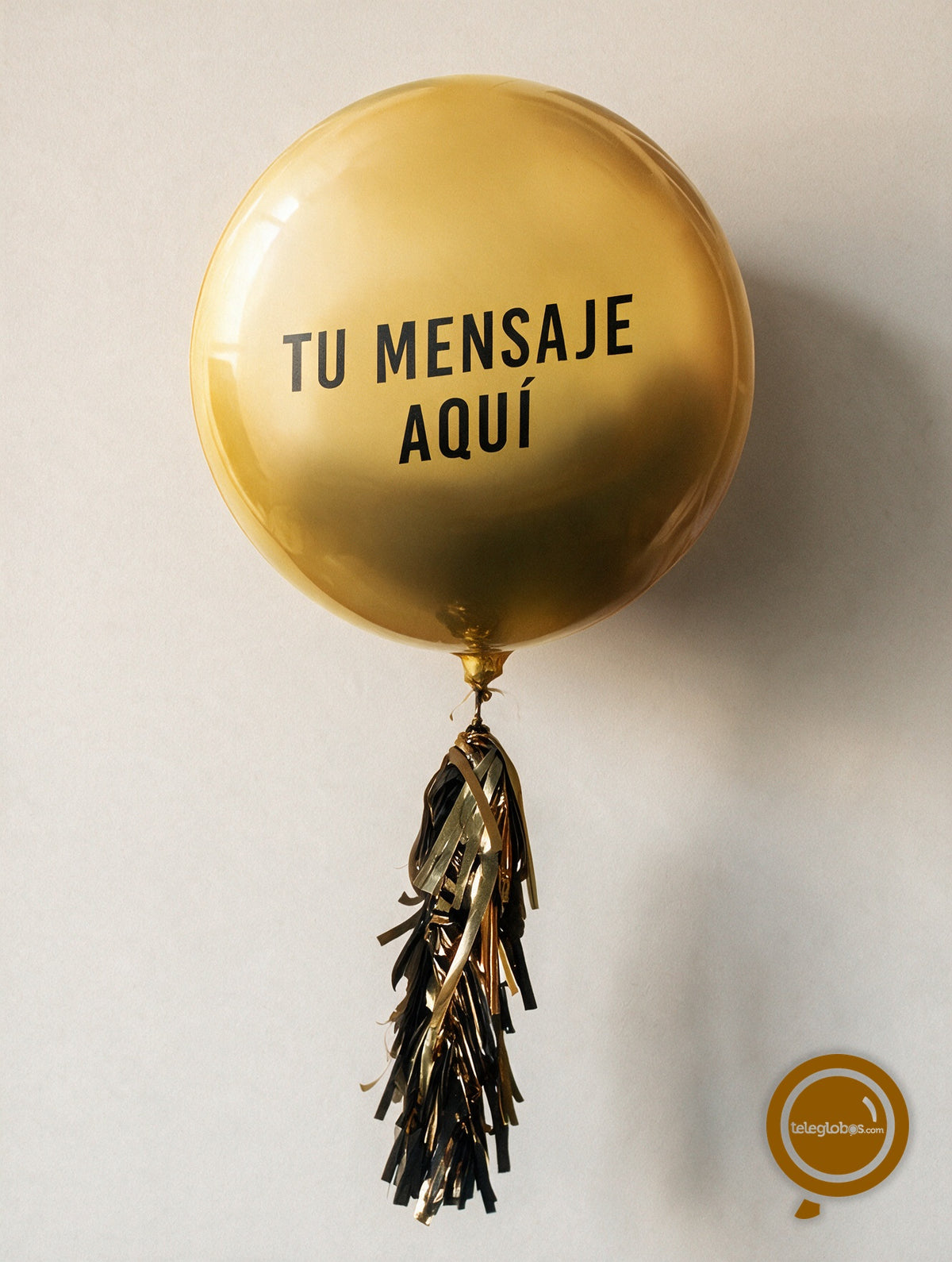 Orbz Dorado con helio personalizado -Escoge el texto-