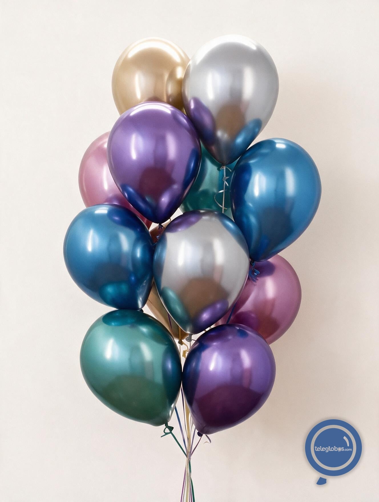 12 Globos de látex Cromo inflados con helio 11