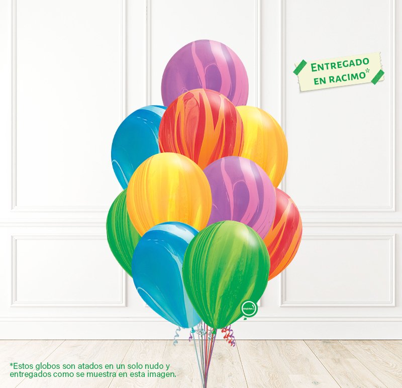 10 Globos Ágata Mix Látex con Helio | Globos y Regalos Teleglobos.com.mx.