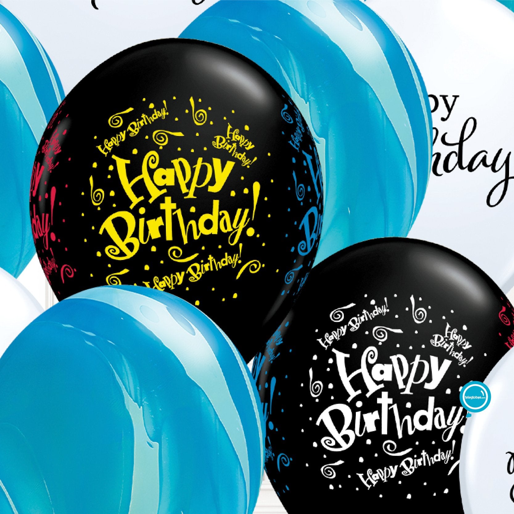 12 globos inflados con helio -Birthday & Ágata- Bio* -RAC004- | Globos y Regalos Teleglobos.com.mx.