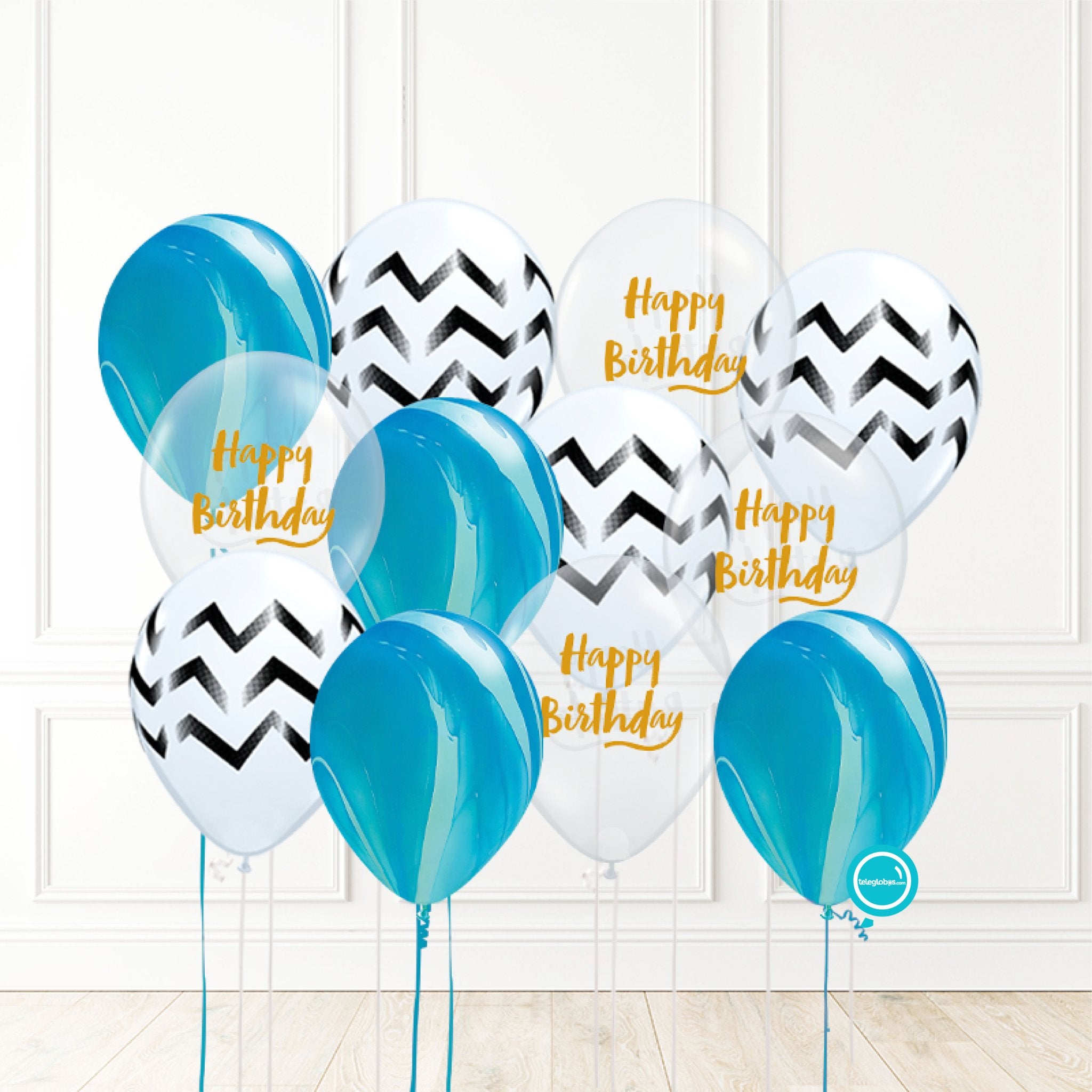 12 globos inflados con helio -Happy Birthday/Ágata- Bio* -RAC015- | Globos y Regalos Teleglobos.com.mx.