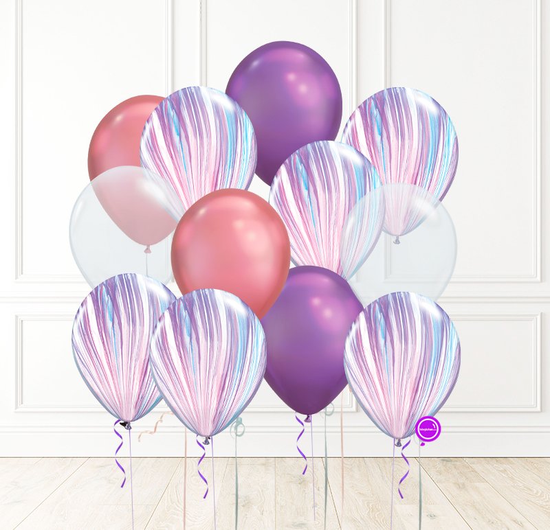 12 Globos Látex con helio Ágata, Cromo y Transparente | Globos y Regalos Teleglobos.com.mx.