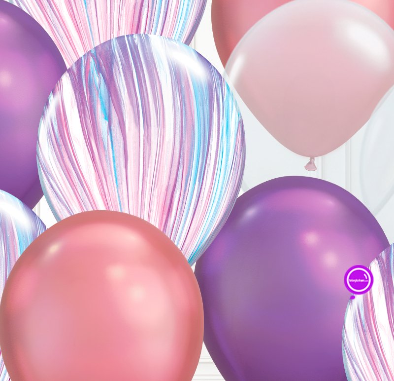12 Globos Látex con helio Ágata, Cromo y Transparente | Globos y Regalos Teleglobos.com.mx.