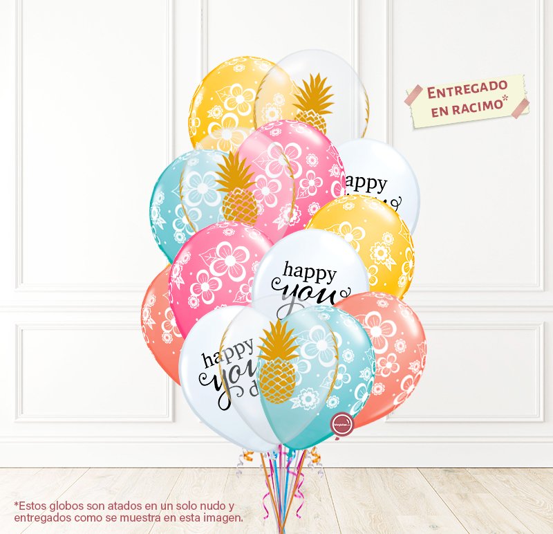 14 globos inflados con helio -Hawaiian You Day- Bio* -RAC007- | Globos y Regalos Teleglobos.com.mx.