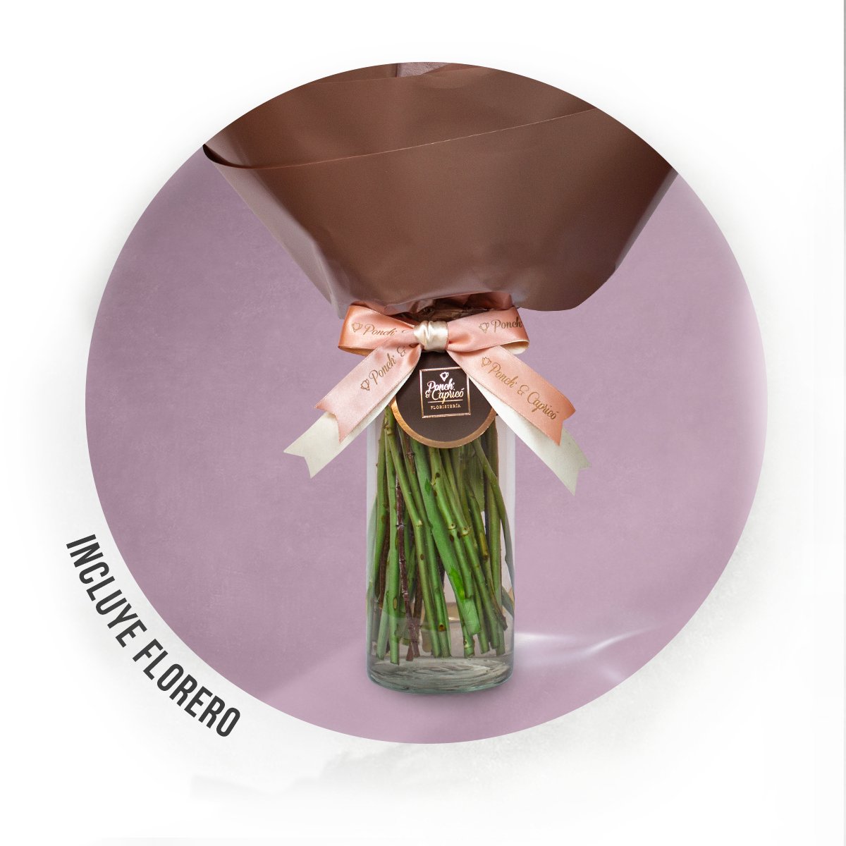 18 Rosas Lilas, Dendrobium Morada, Mini Rosas Fucsia, Eucalipto Rosa Gris Preservado y Estrellas de Belén -ALA023-