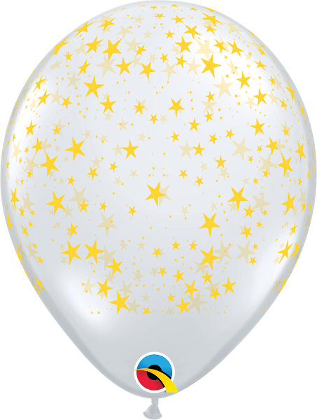 Globo Látex 11" Impreso Qualatex Estrellas A-R (ORO) | Globos y Regalos Teleglobos.com.mx.