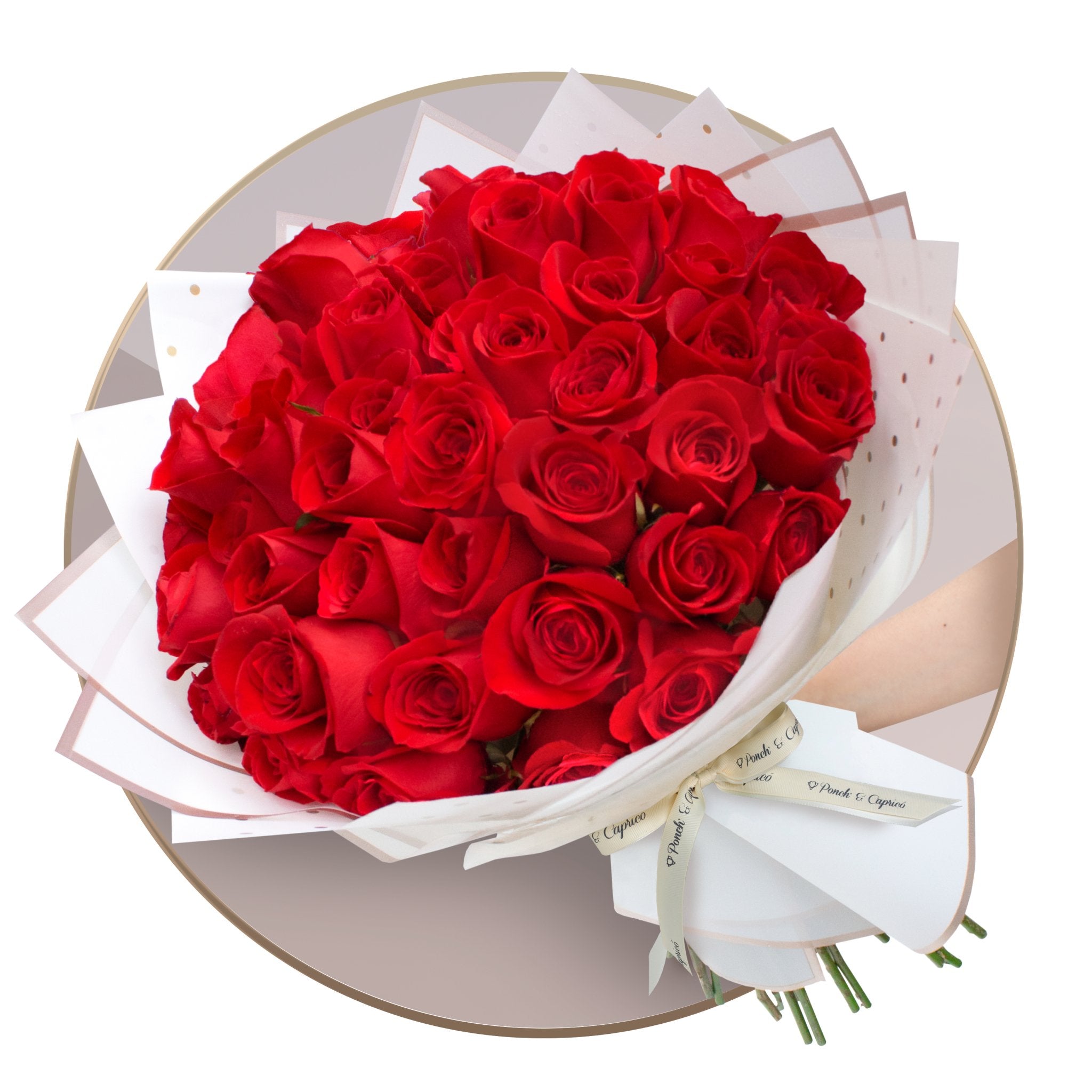 50, 100 o 150 Rosas Rojas en ramillete con papel blanco | Globos y Regalos Teleglobos.com.mx.