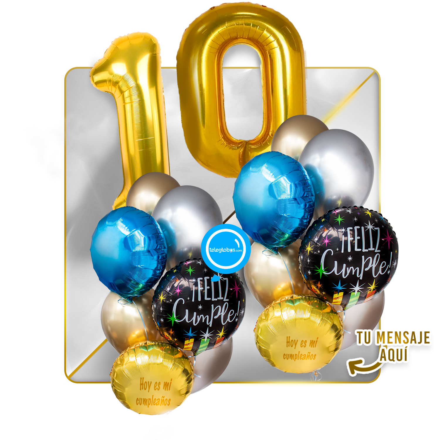 Kit Celebra -Feliz Cumple- con Globos de Helio