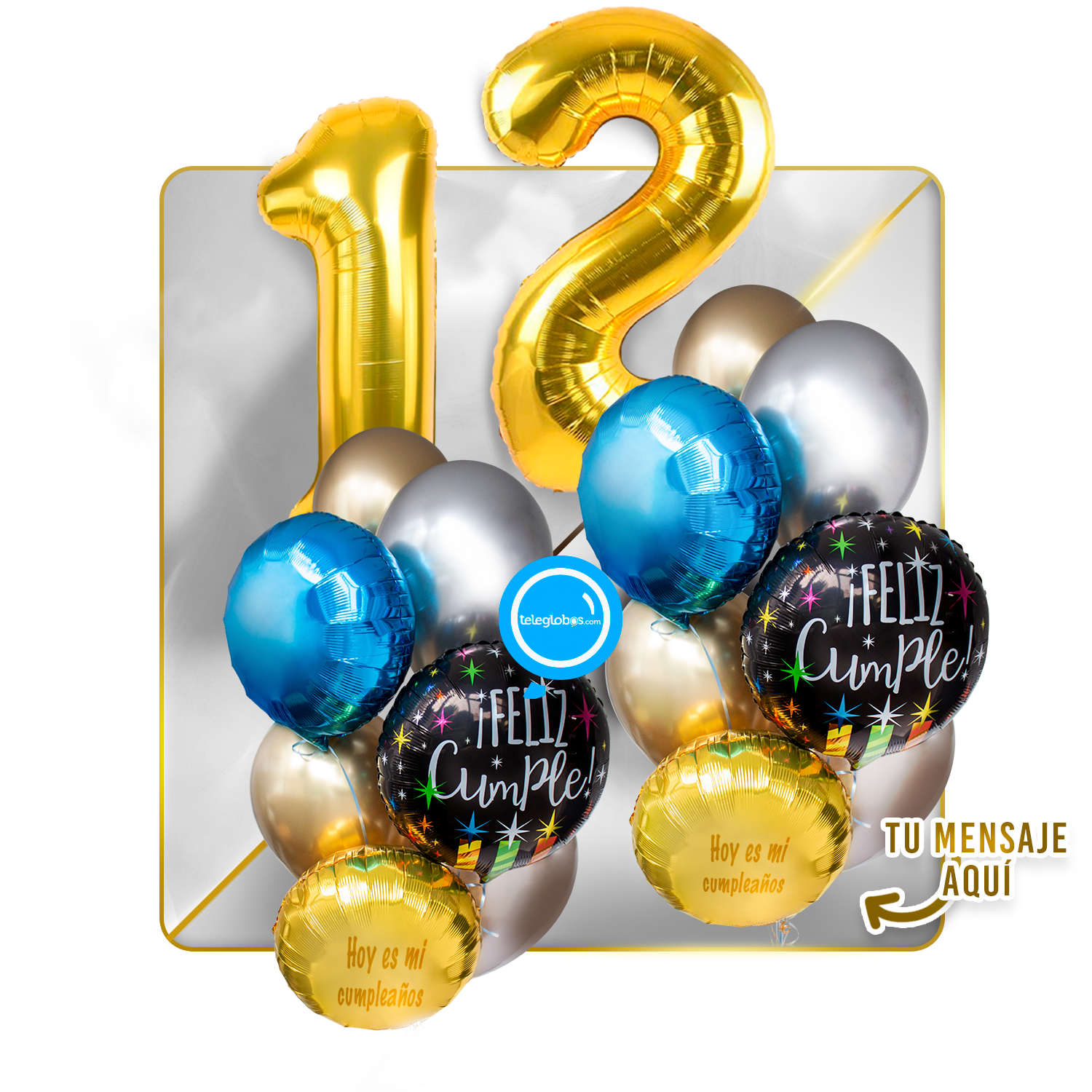 Kit Celebra -Feliz Cumple- con Globos de Helio