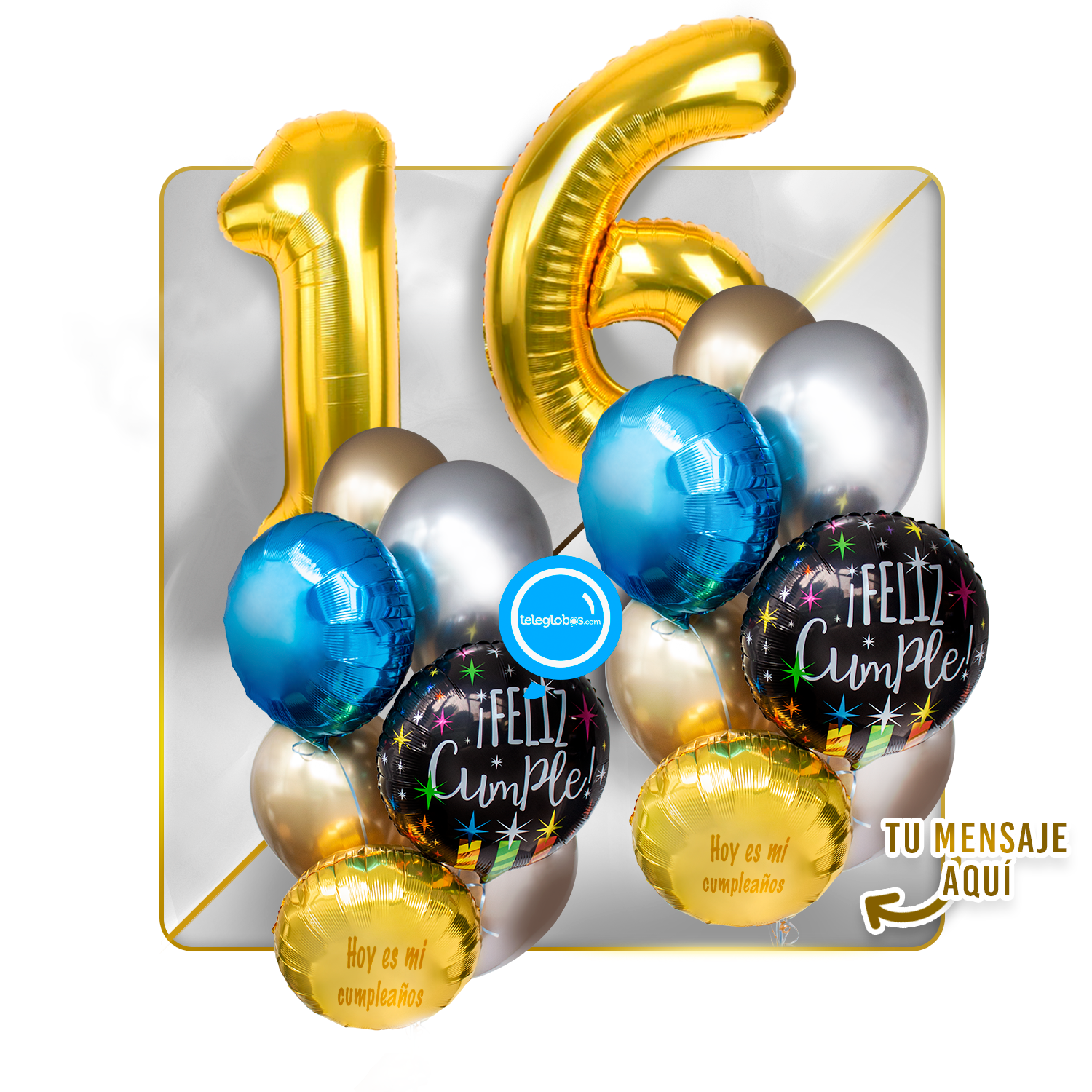 Kit Celebra -Feliz Cumple- con Globos de Helio