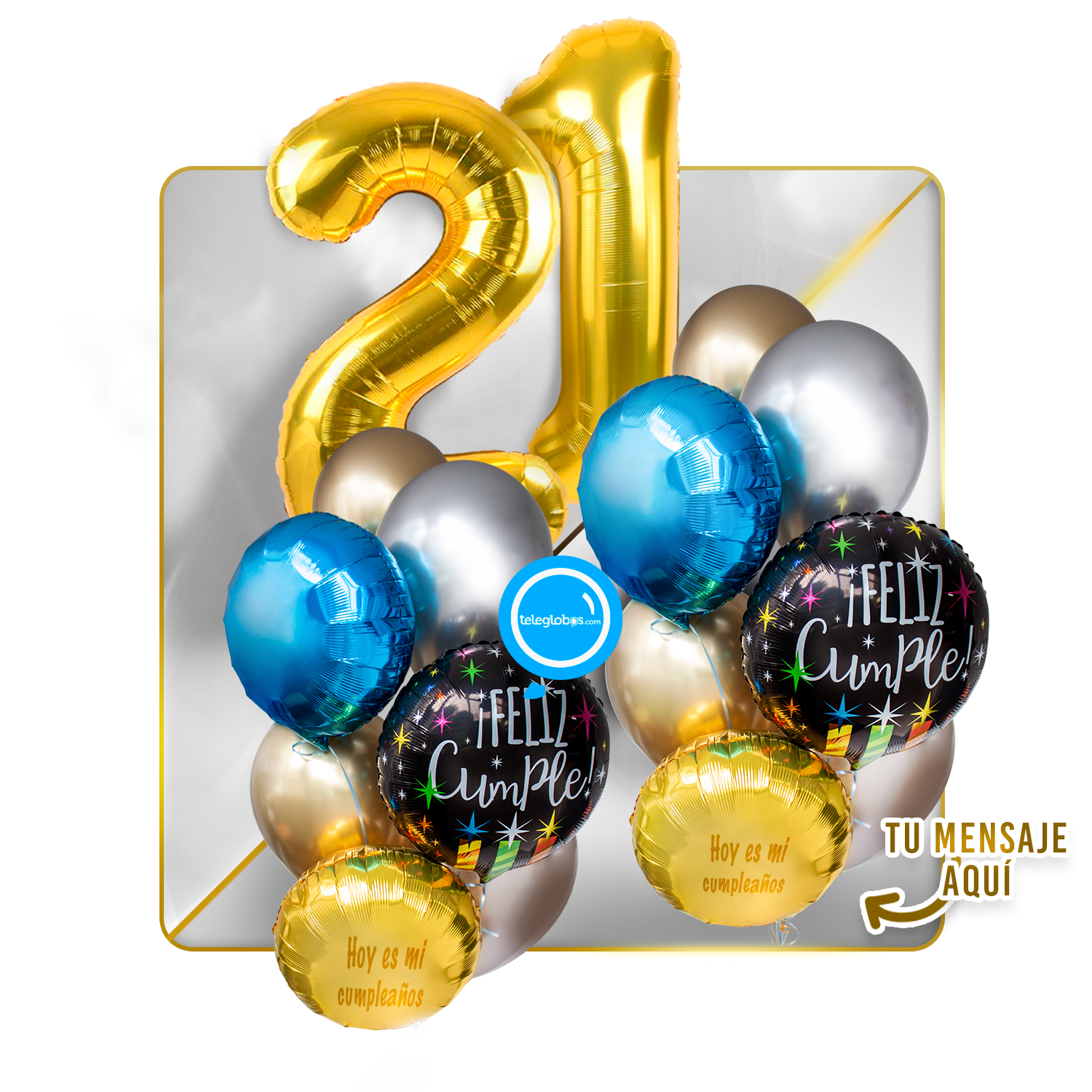 Kit Celebra -Feliz Cumple- con Globos de Helio