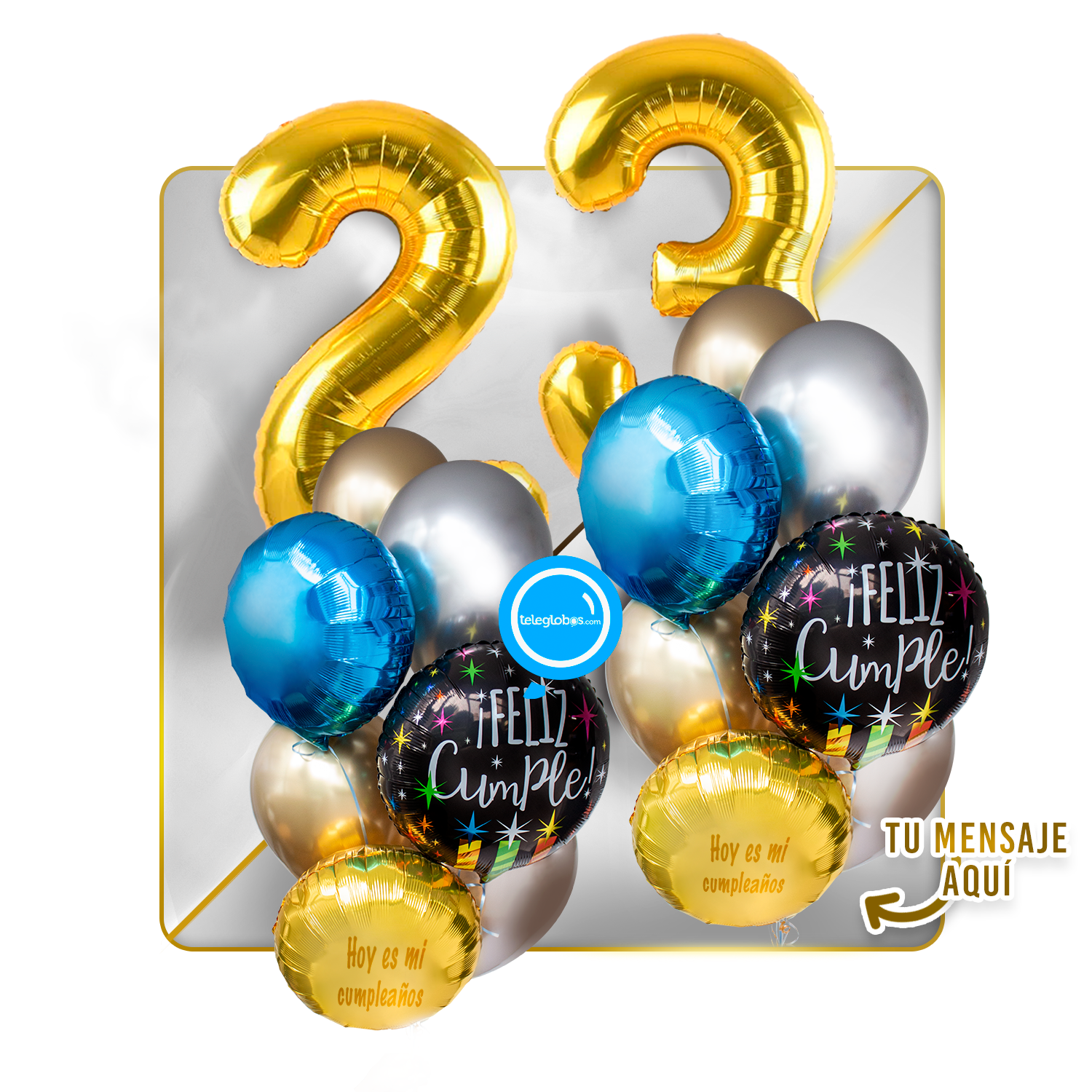 Kit Celebra -Feliz Cumple- con Globos de Helio