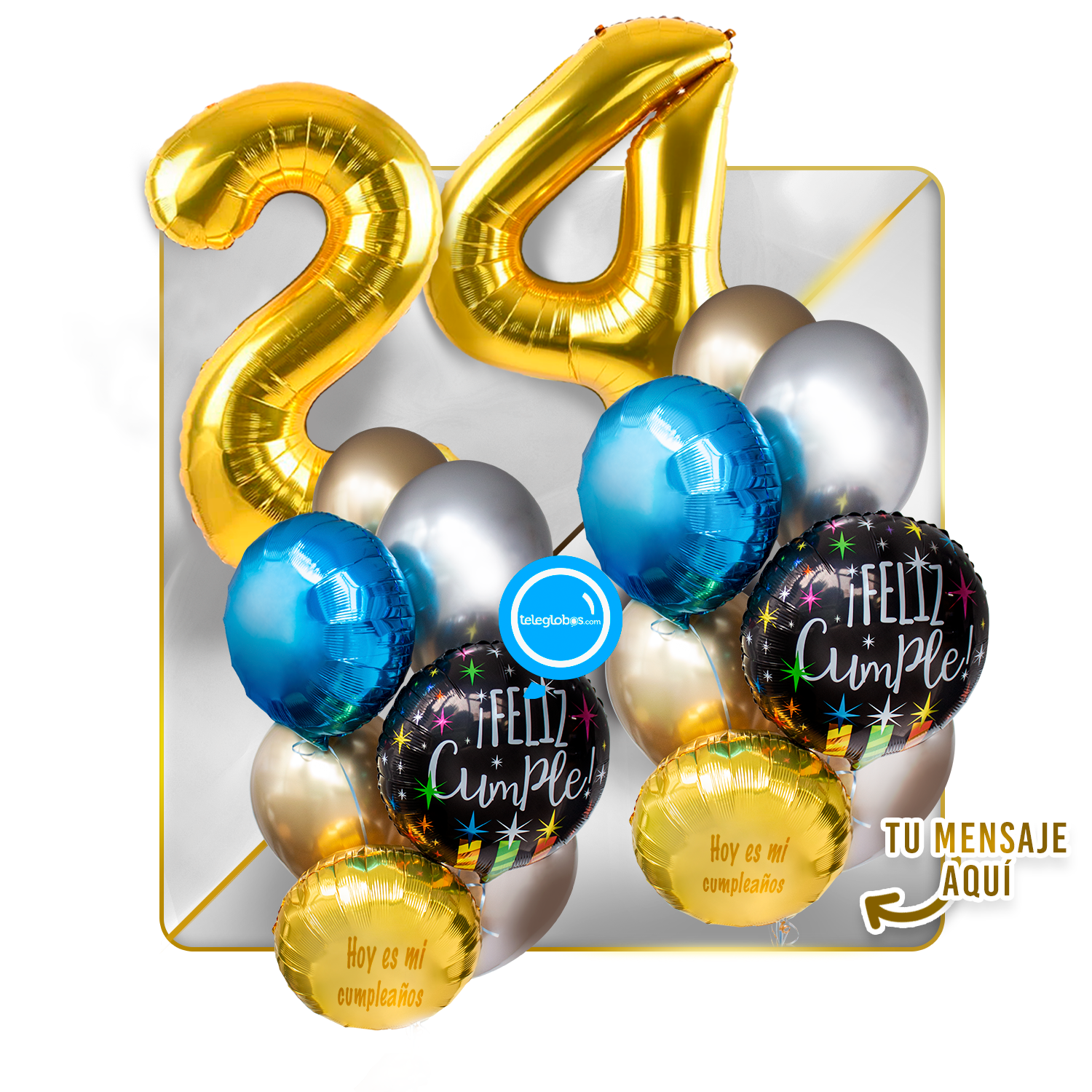 Kit Celebra -Feliz Cumple- con Globos de Helio