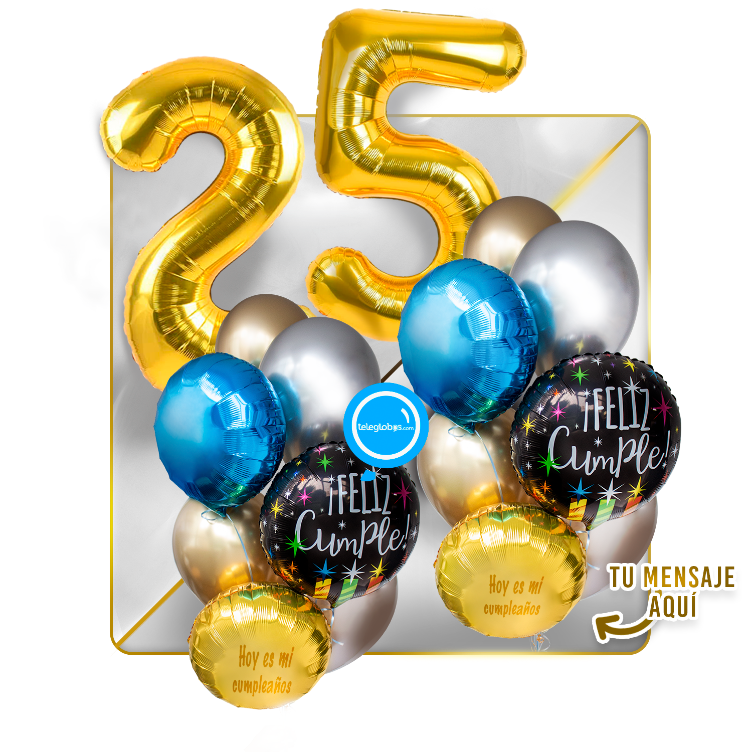 Kit Celebra -Feliz Cumple- con Globos de Helio