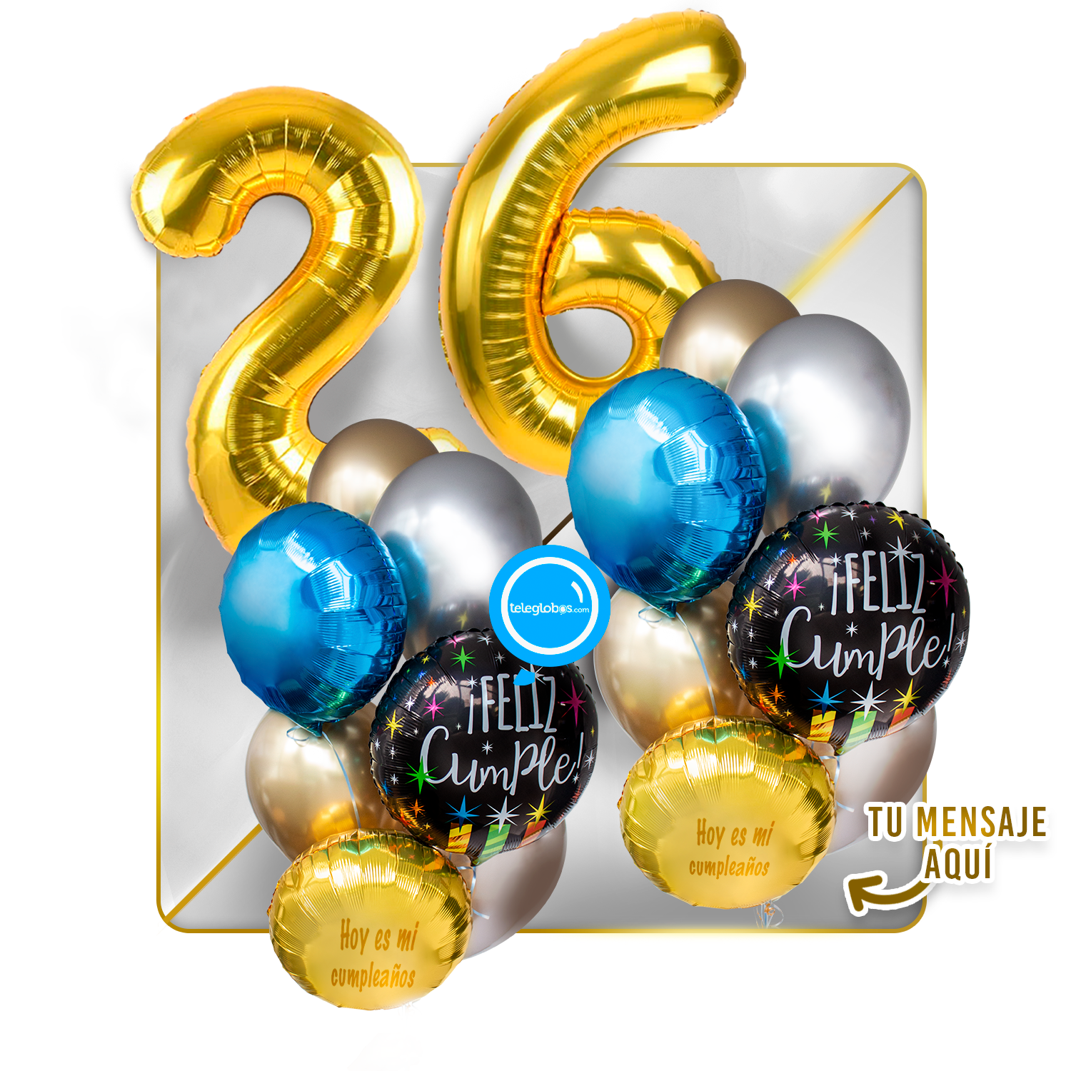 Kit Celebra -Feliz Cumple- con Globos de Helio