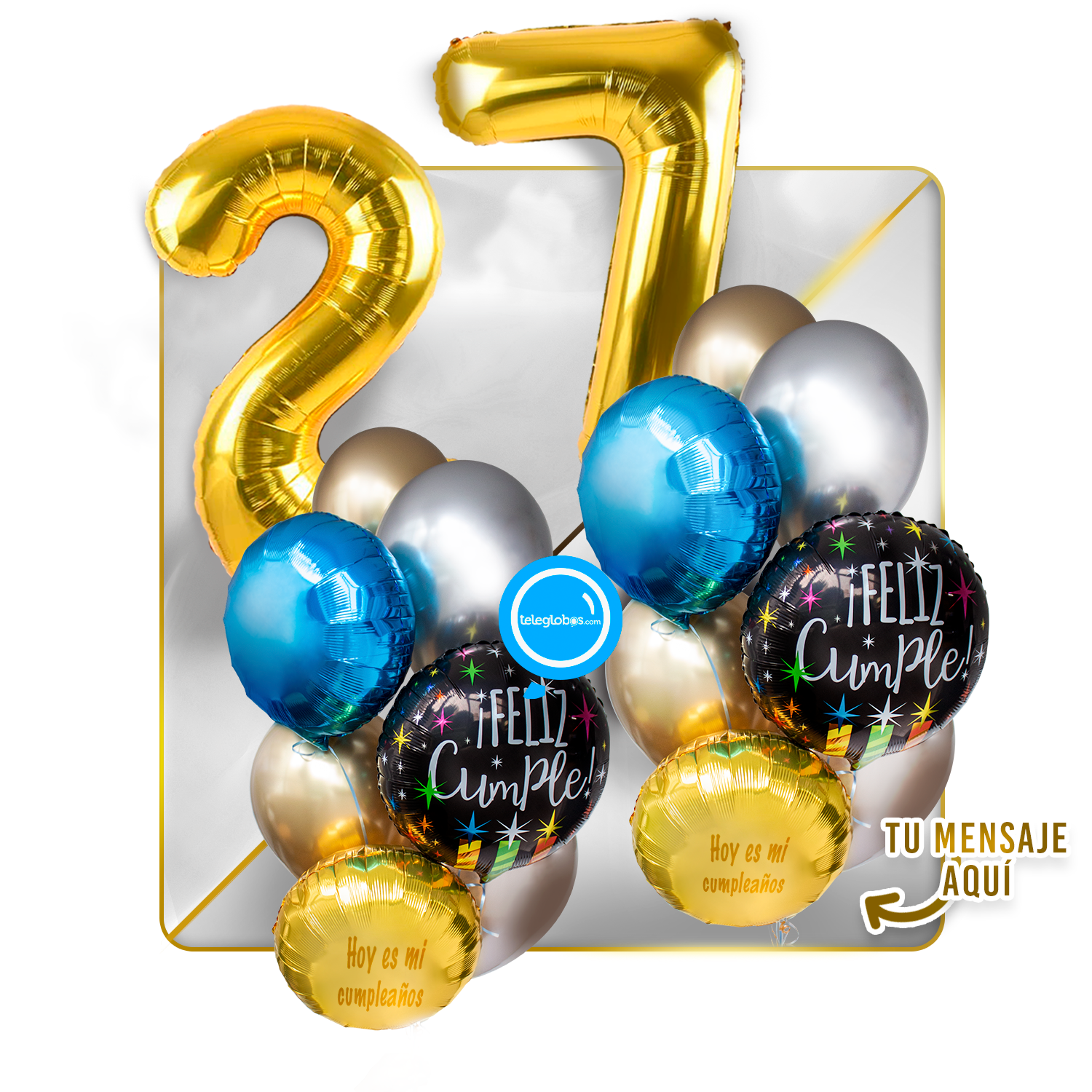 Kit Celebra -Feliz Cumple- con Globos de Helio