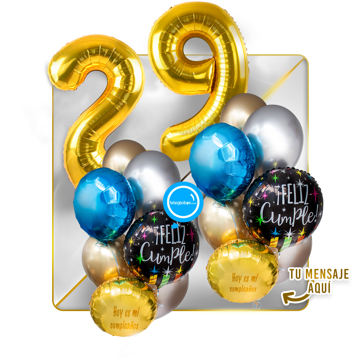 Kit Celebra -Feliz Cumple- con Globos de Helio