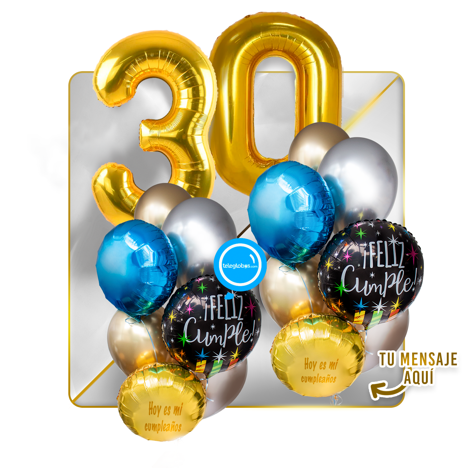 Kit Celebra -Feliz Cumple- con Globos de Helio