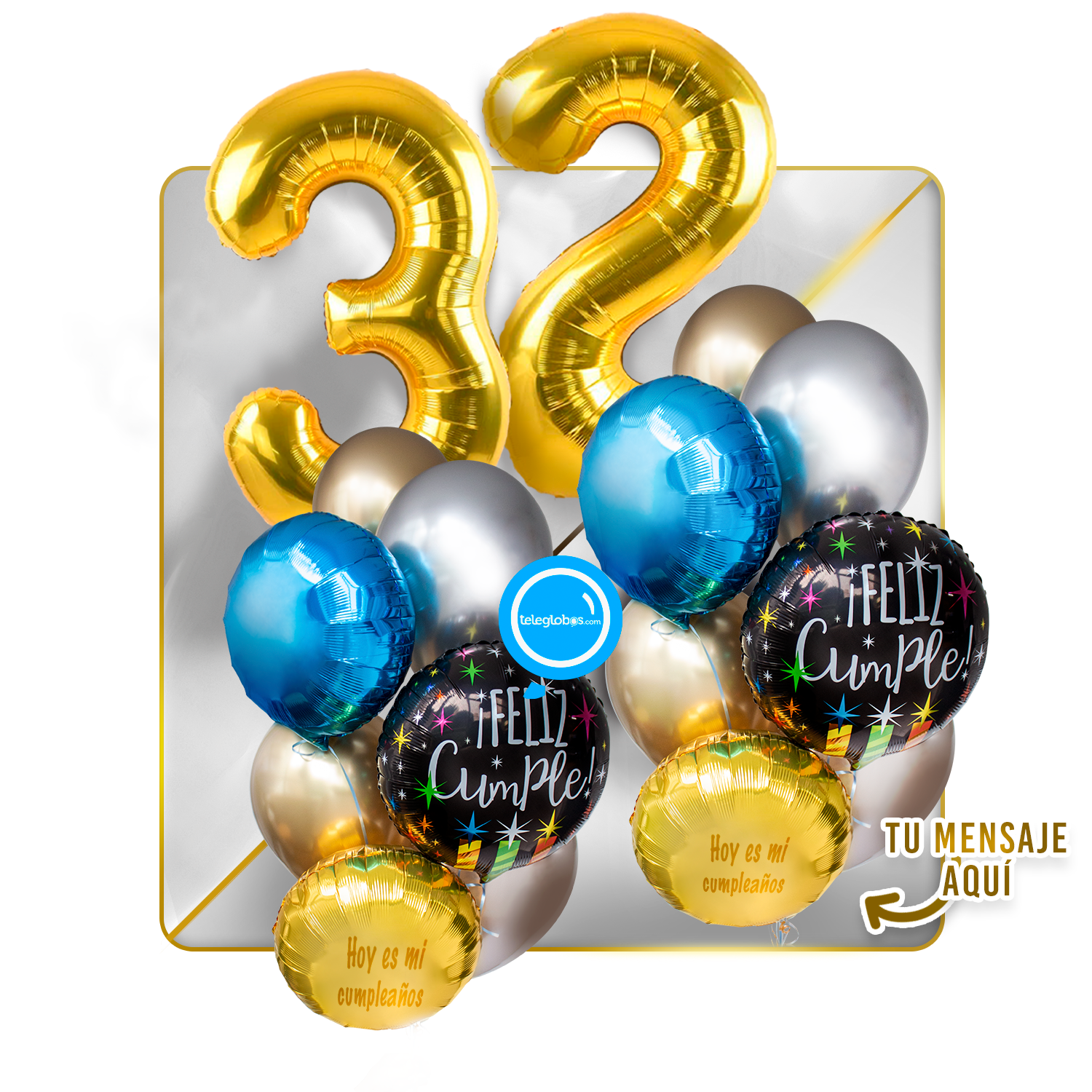 Kit Celebra -Feliz Cumple- con Globos de Helio