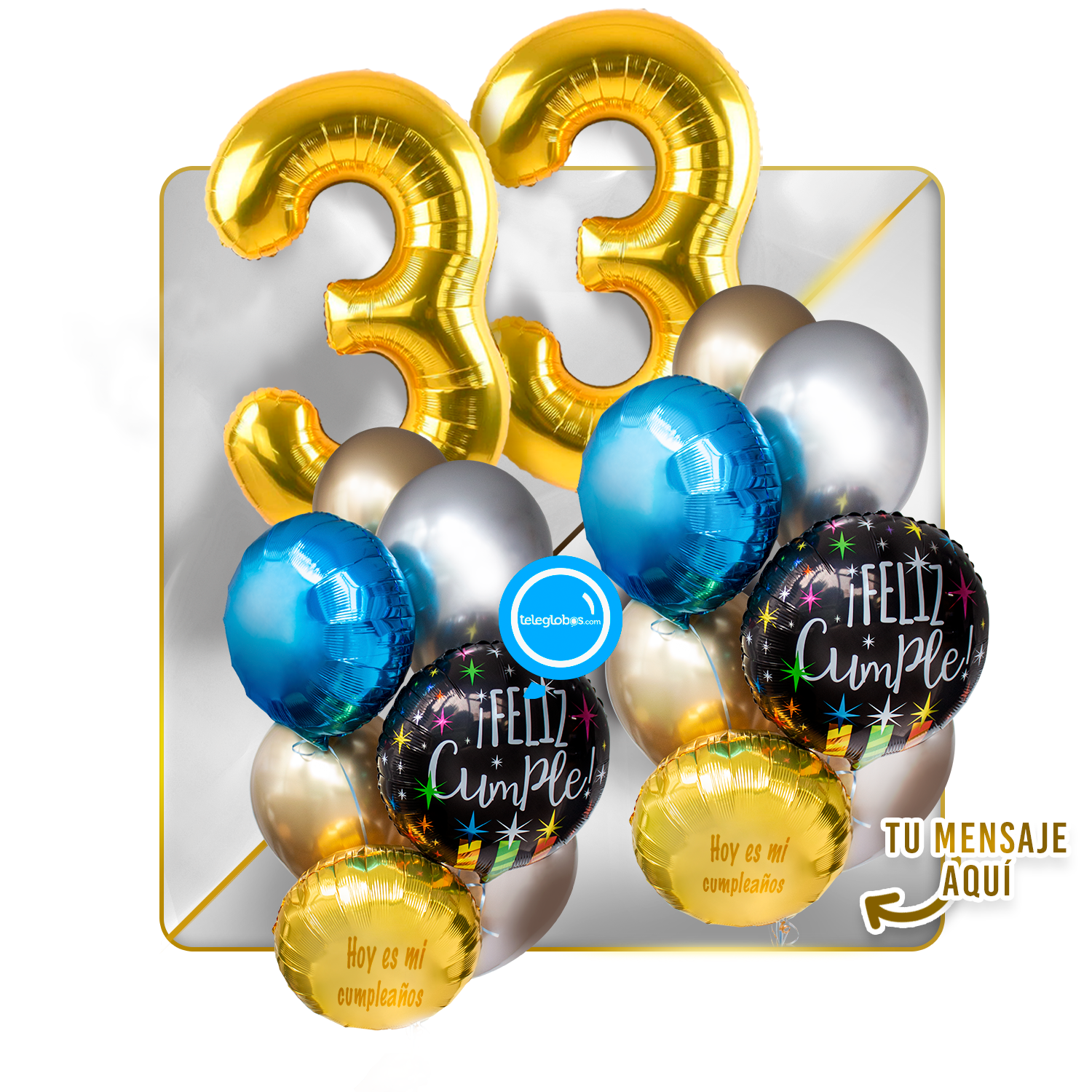 Kit Celebra -Feliz Cumple- con Globos de Helio