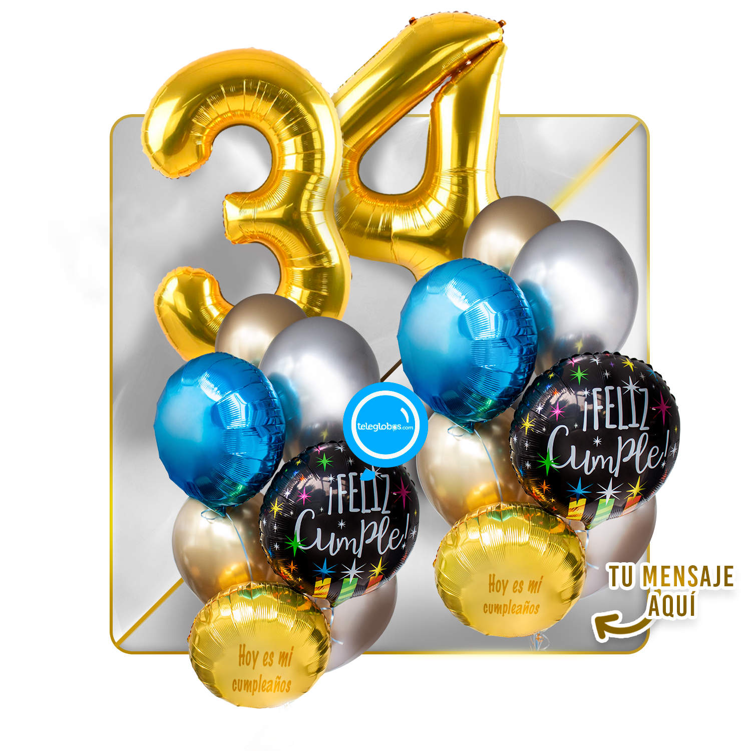 Kit Celebra -Feliz Cumple- con Globos de Helio