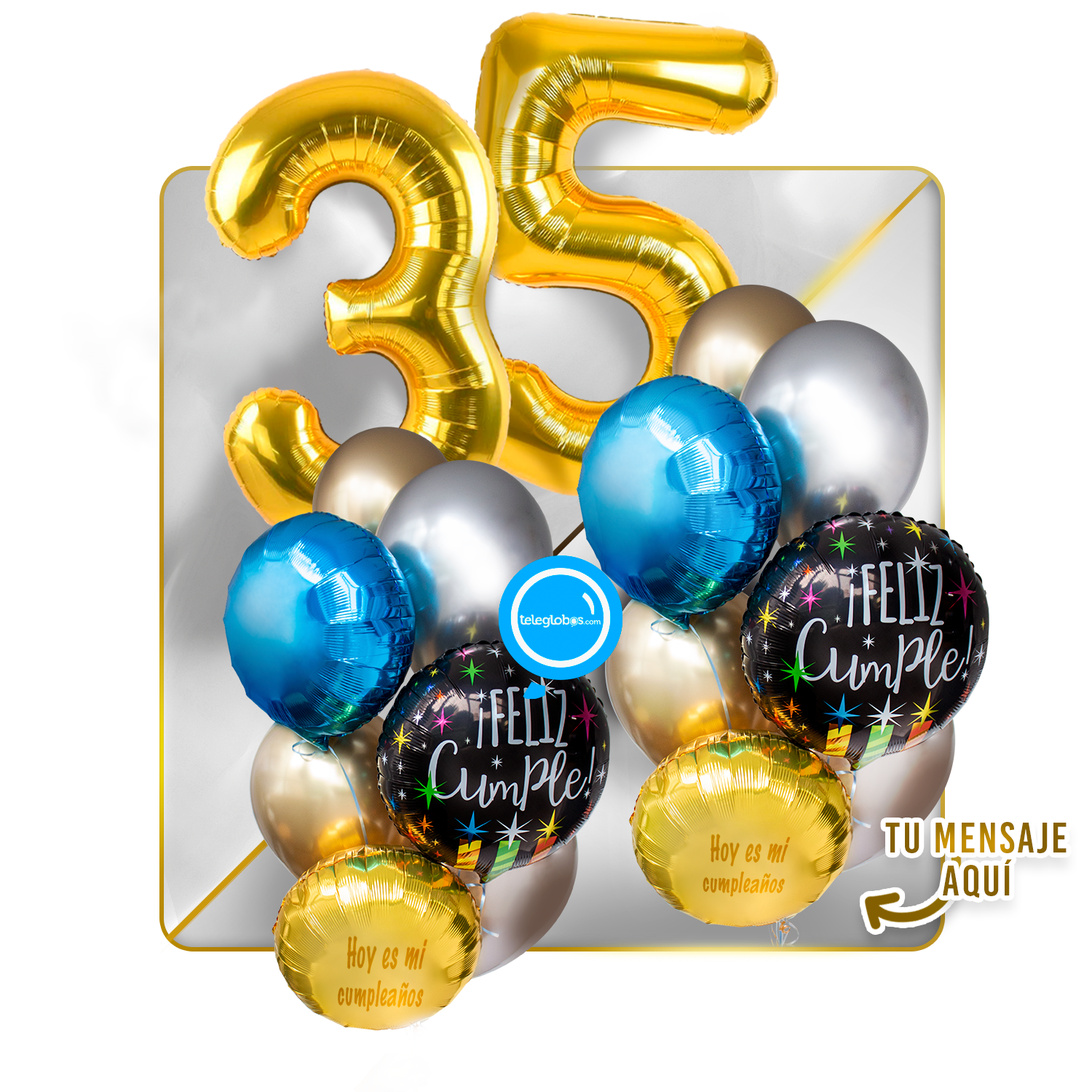 Kit Celebra -Feliz Cumple- con Globos de Helio