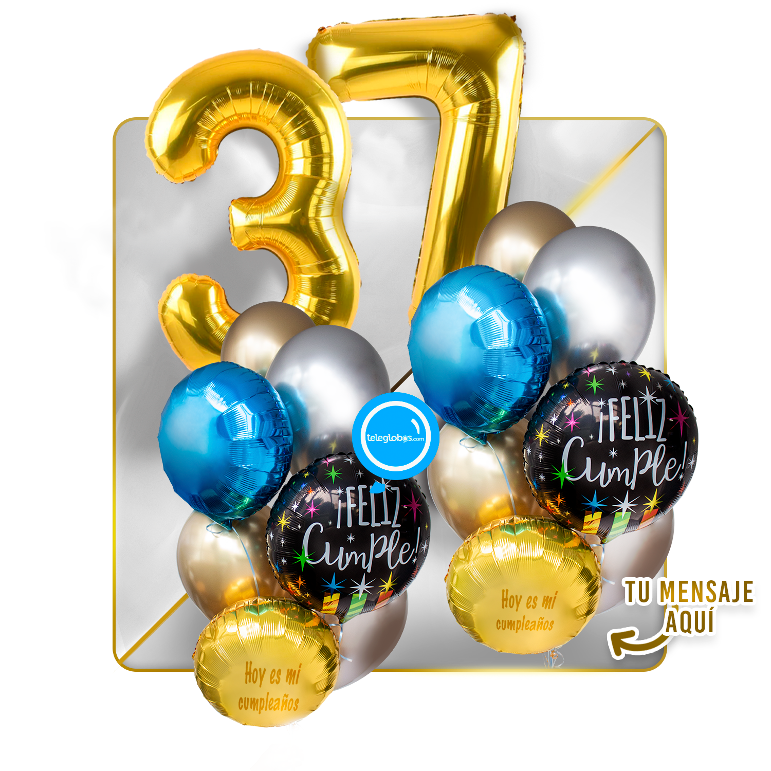 Kit Celebra -Feliz Cumple- con Globos de Helio