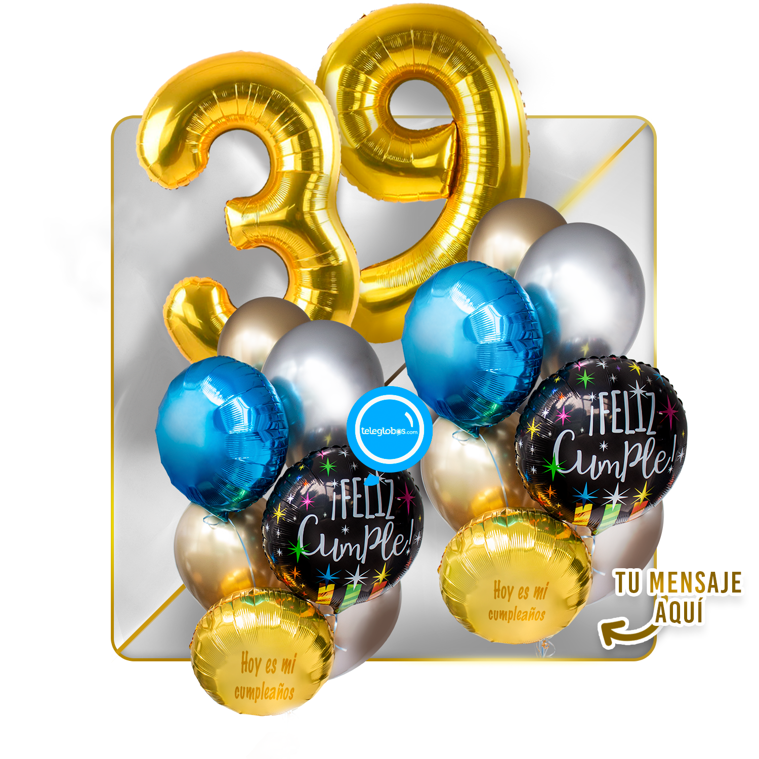 Kit Celebra -Feliz Cumple- con Globos de Helio