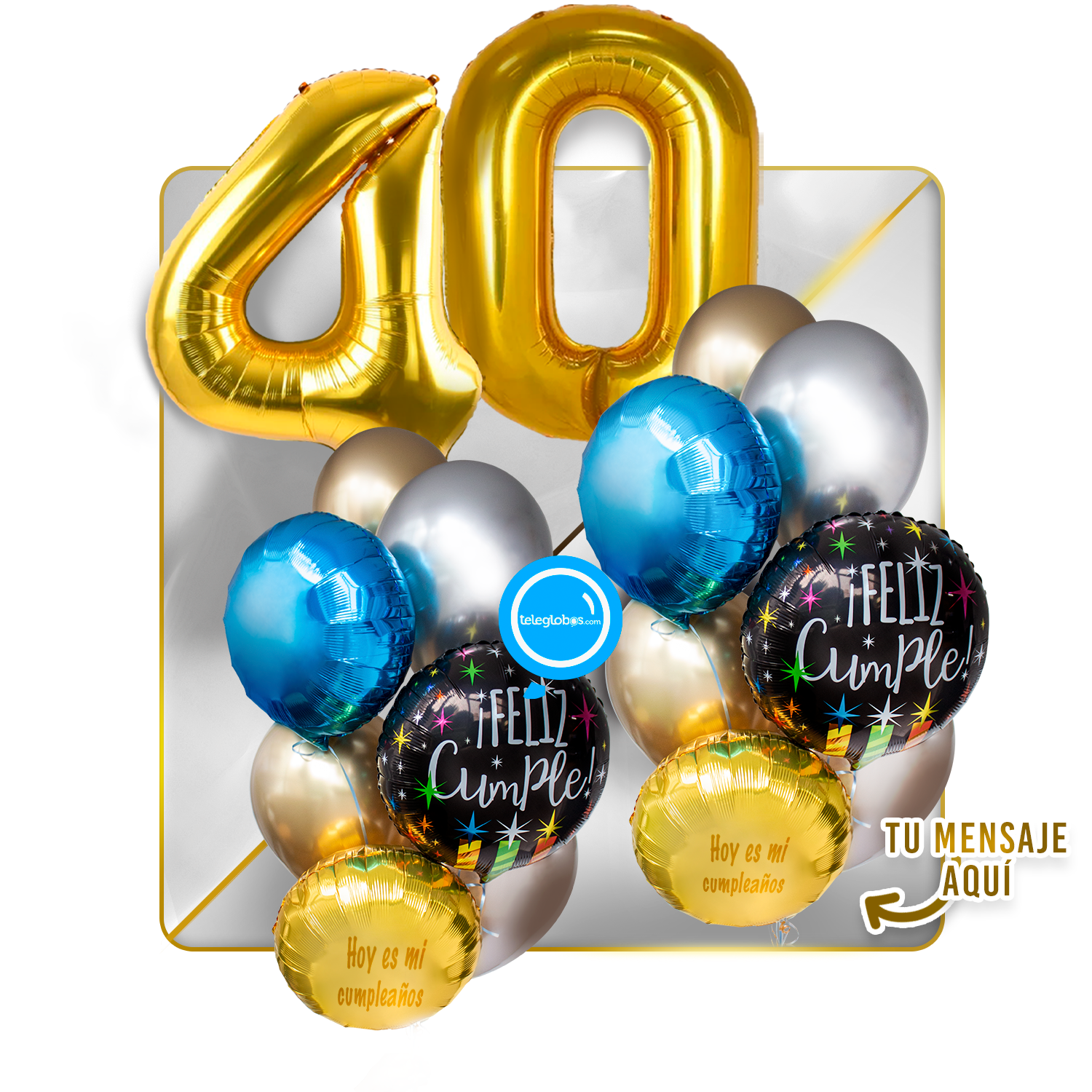 Kit Celebra -Feliz Cumple- con Globos de Helio