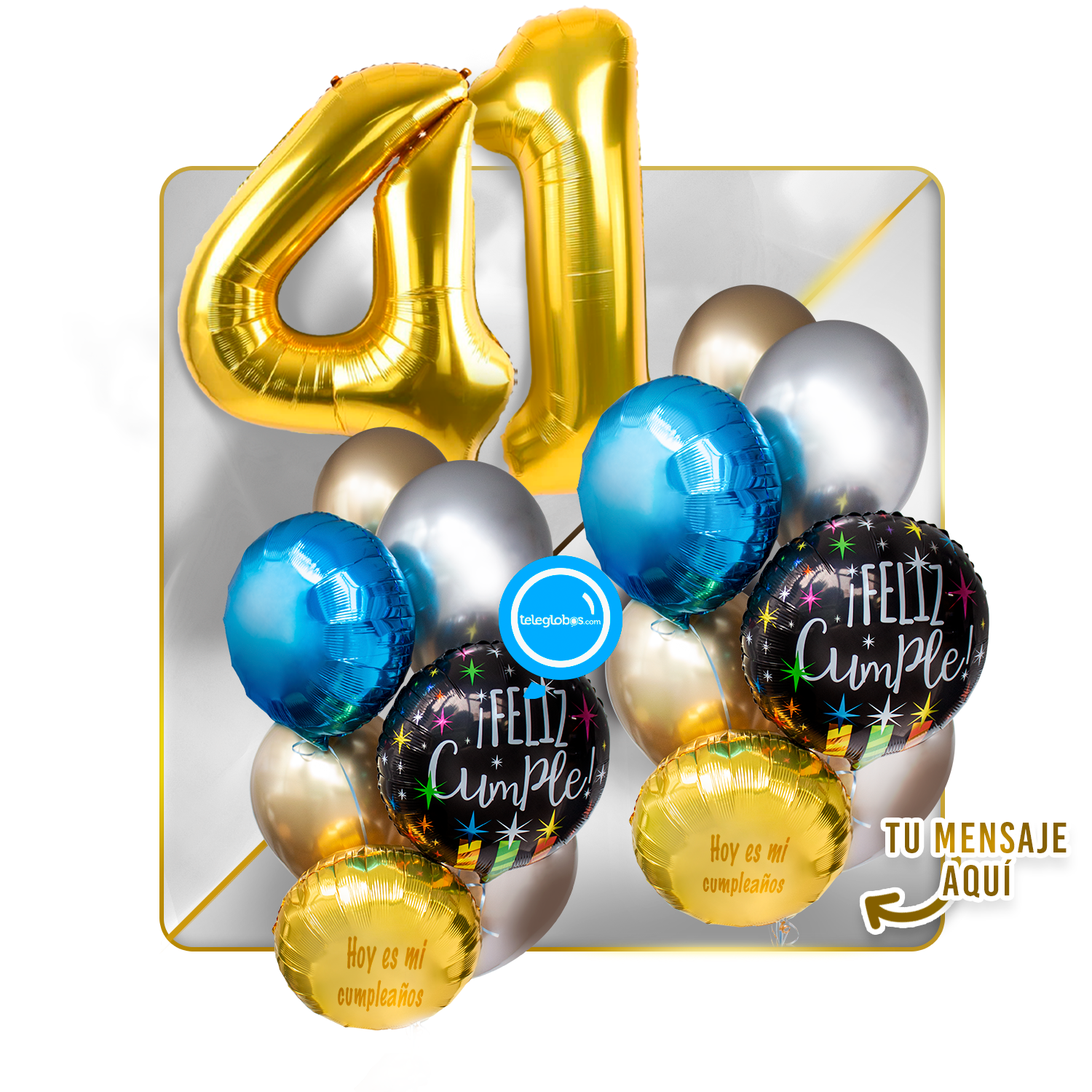 Kit Celebra -Feliz Cumple- con Globos de Helio