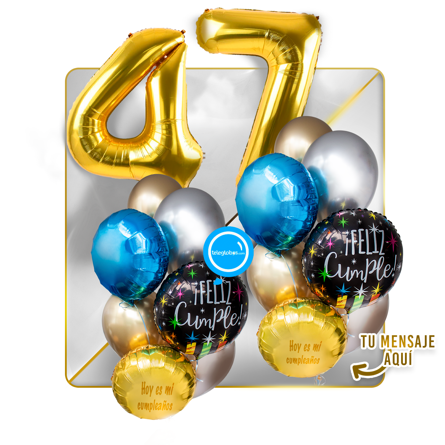 Kit Celebra -Feliz Cumple- con Globos de Helio