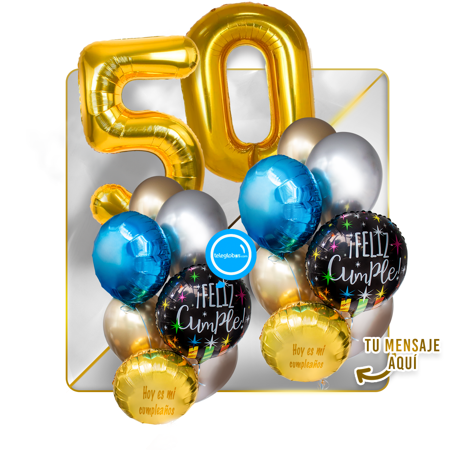 Kit Celebra -Feliz Cumple- con Globos de Helio