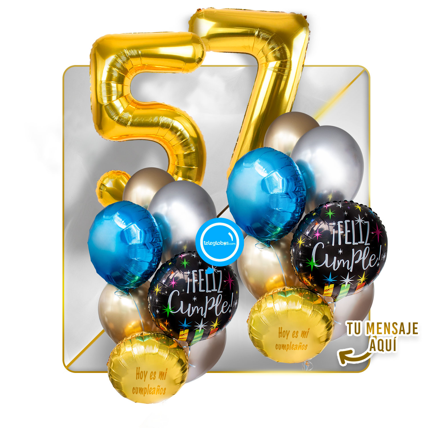 Kit Celebra -Feliz Cumple- con Globos de Helio