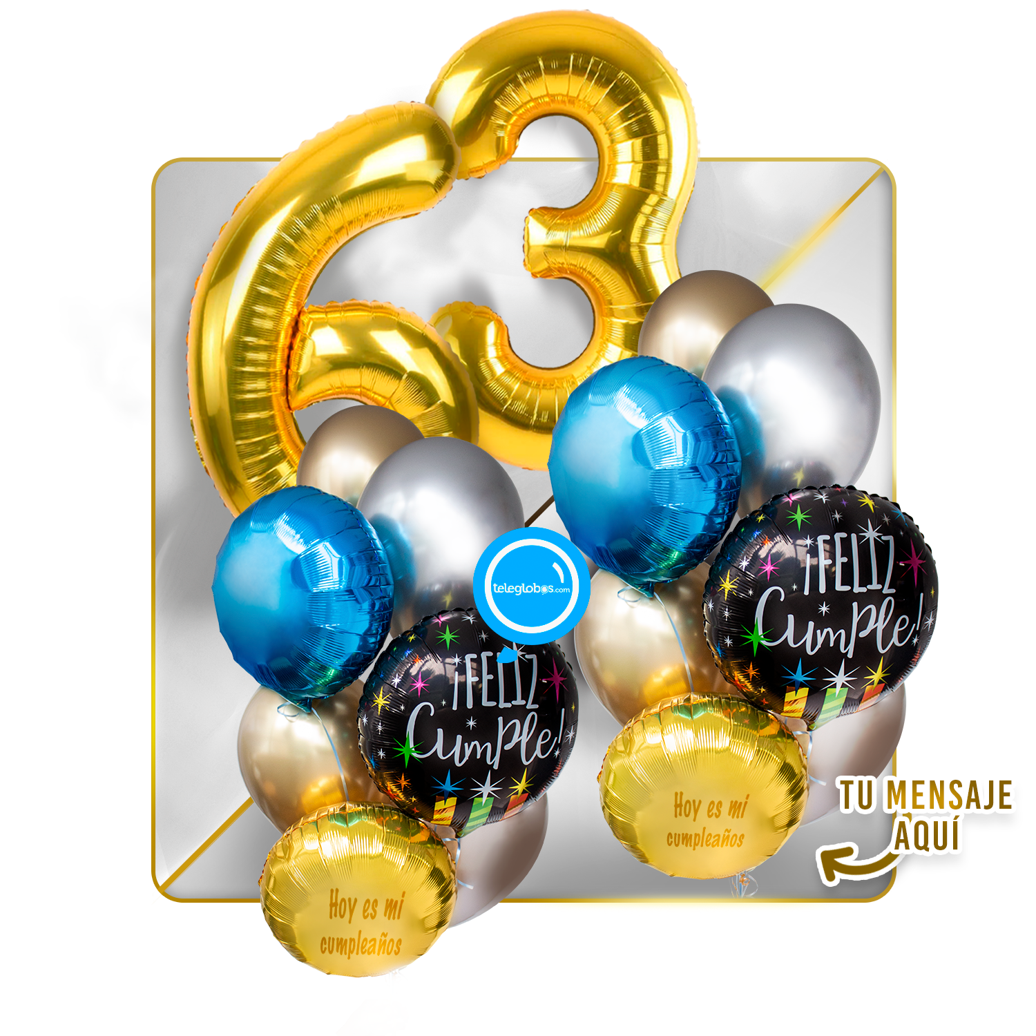 Kit Celebra -Feliz Cumple- con Globos de Helio