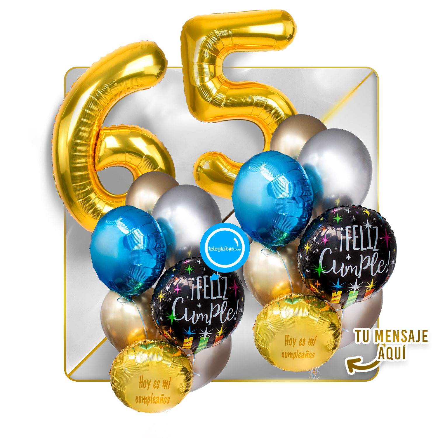 Kit Celebra -Feliz Cumple- con Globos de Helio