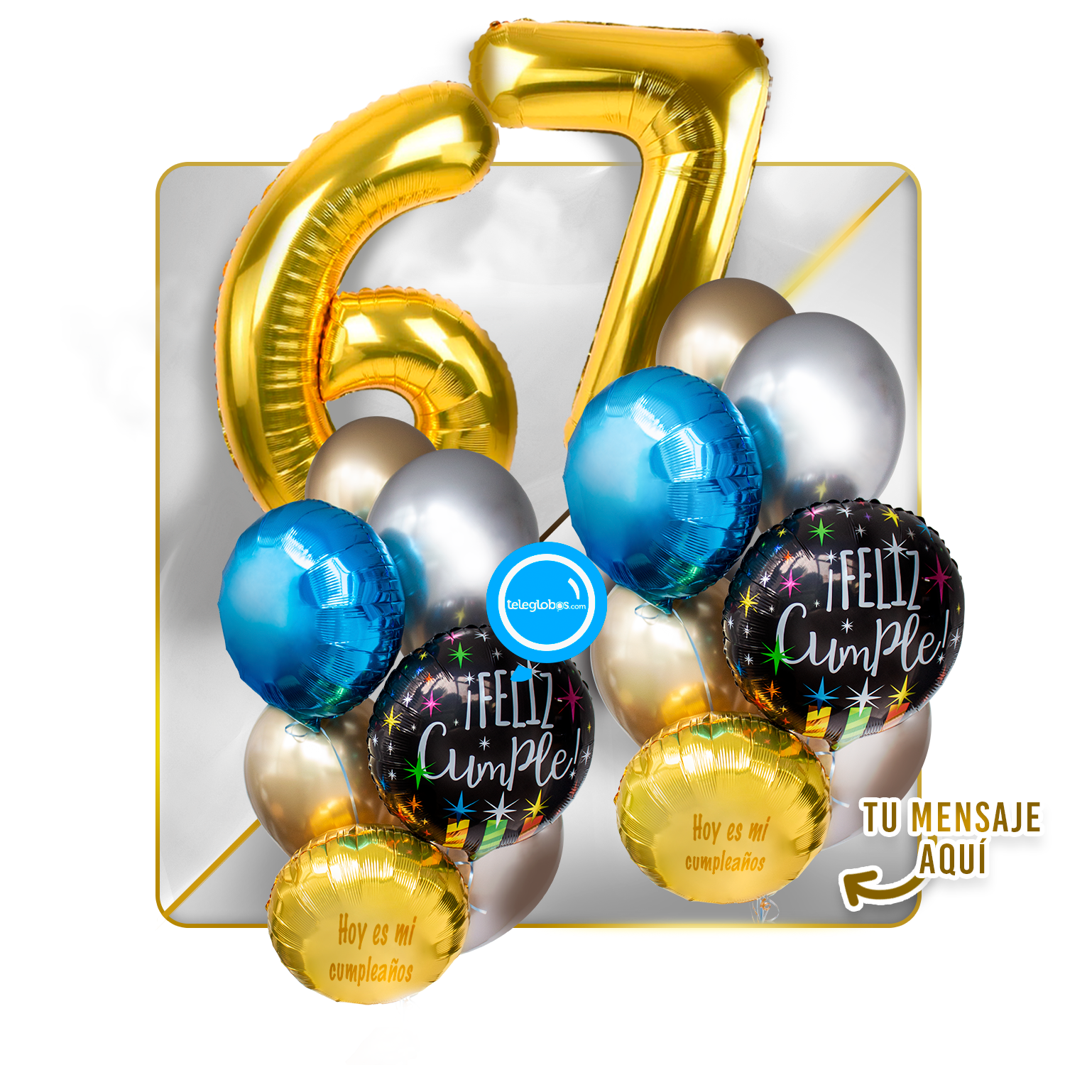 Kit Celebra -Feliz Cumple- con Globos de Helio