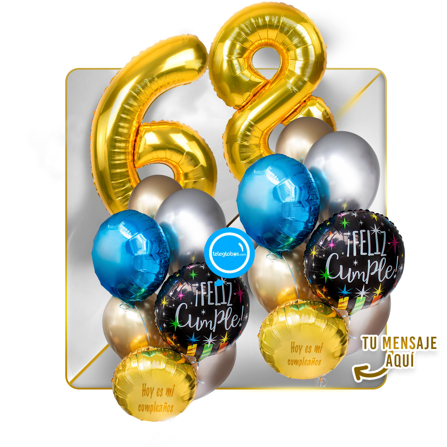 Kit Celebra -Feliz Cumple- con Globos de Helio