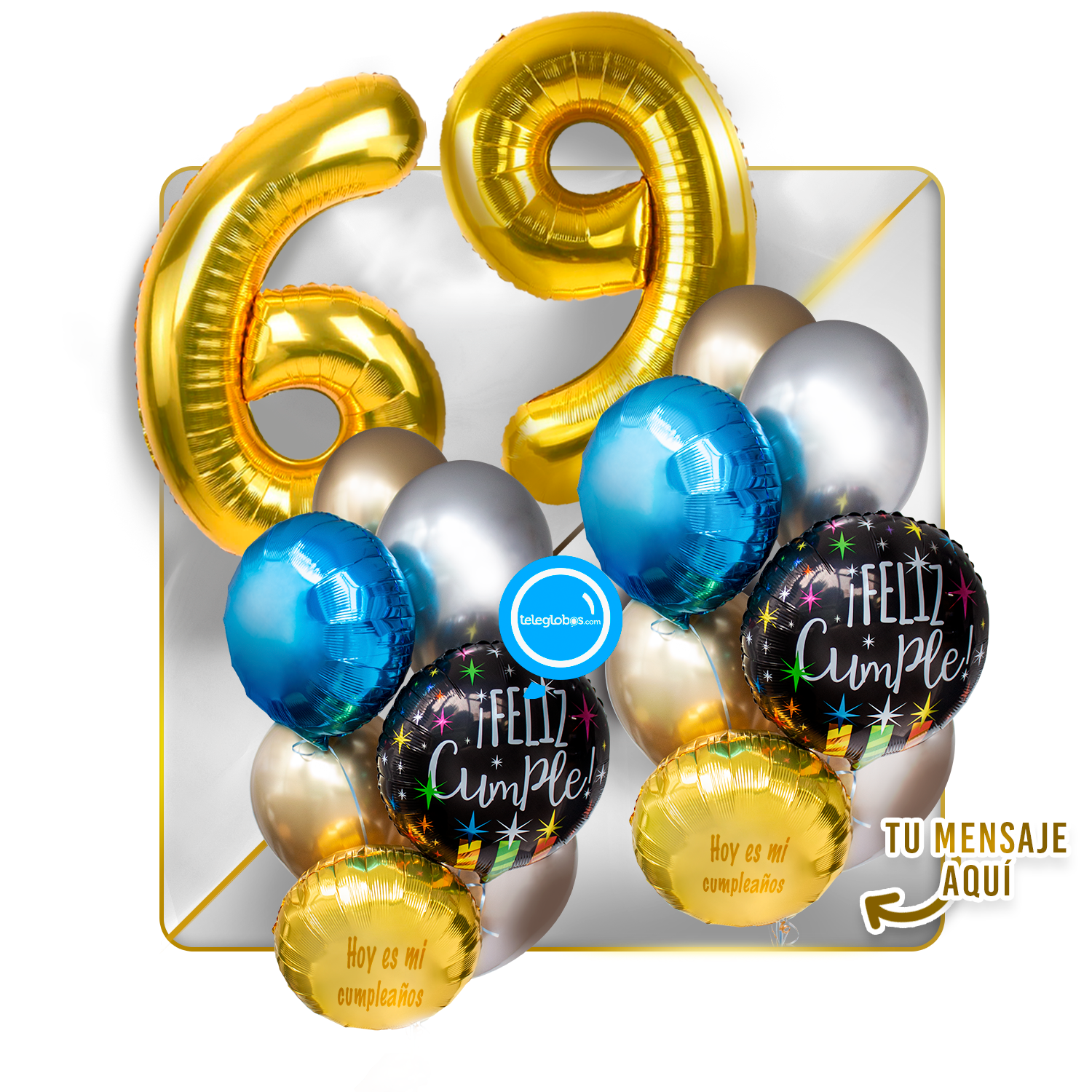 Kit Celebra -Feliz Cumple- con Globos de Helio